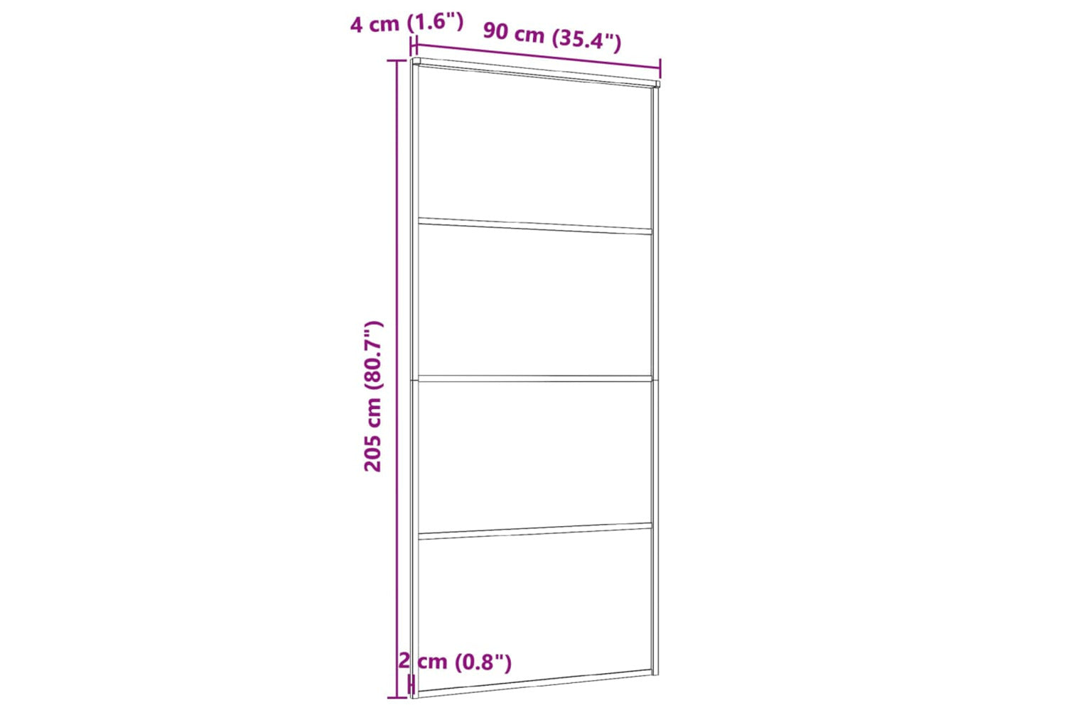Vidaxl Sliding Door Aluminium And Esg Glass 90x205 Cm Black-4