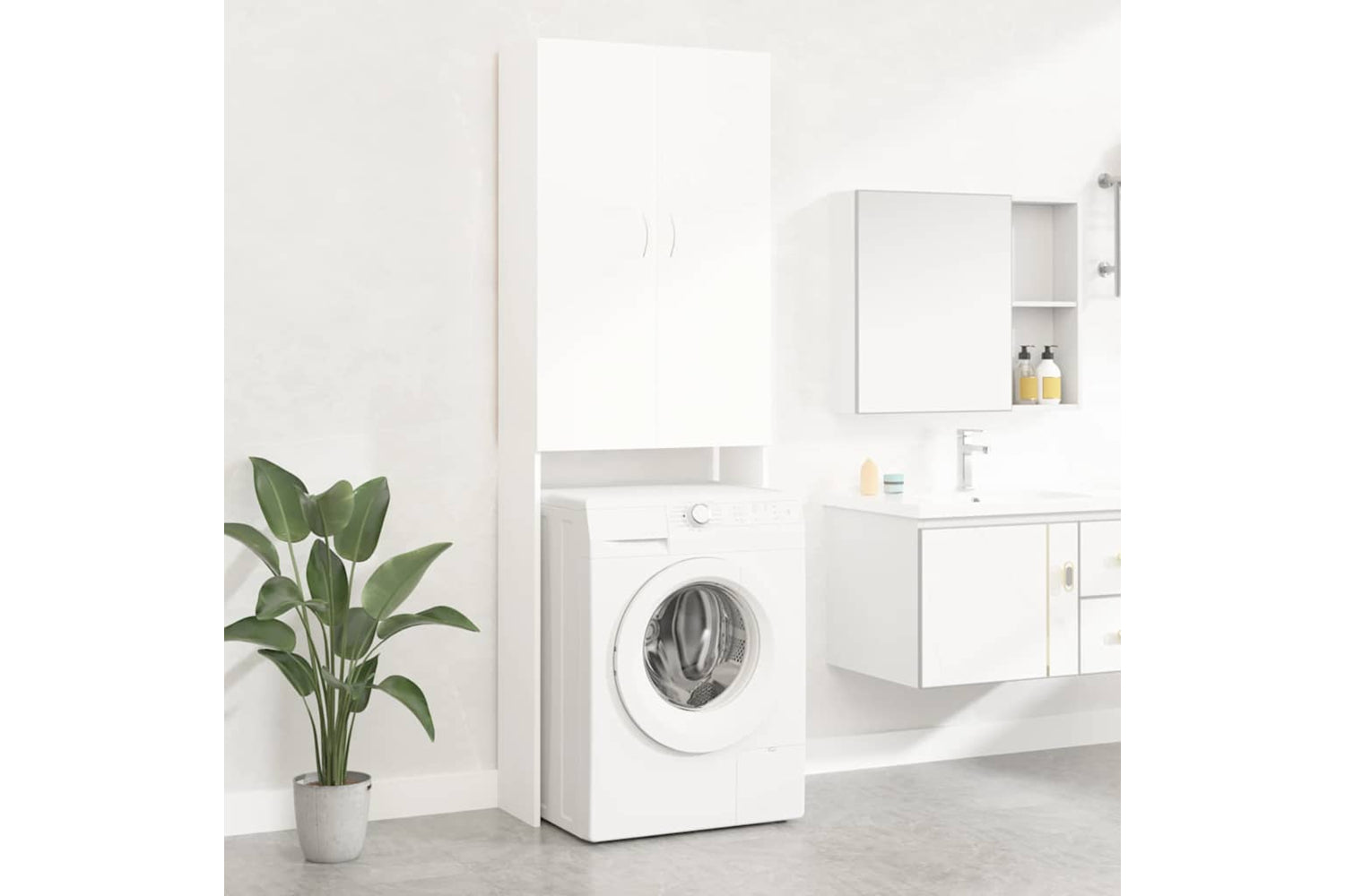 vidaXL Washing Machine Cabinet White 64x25.5x190cm-4
