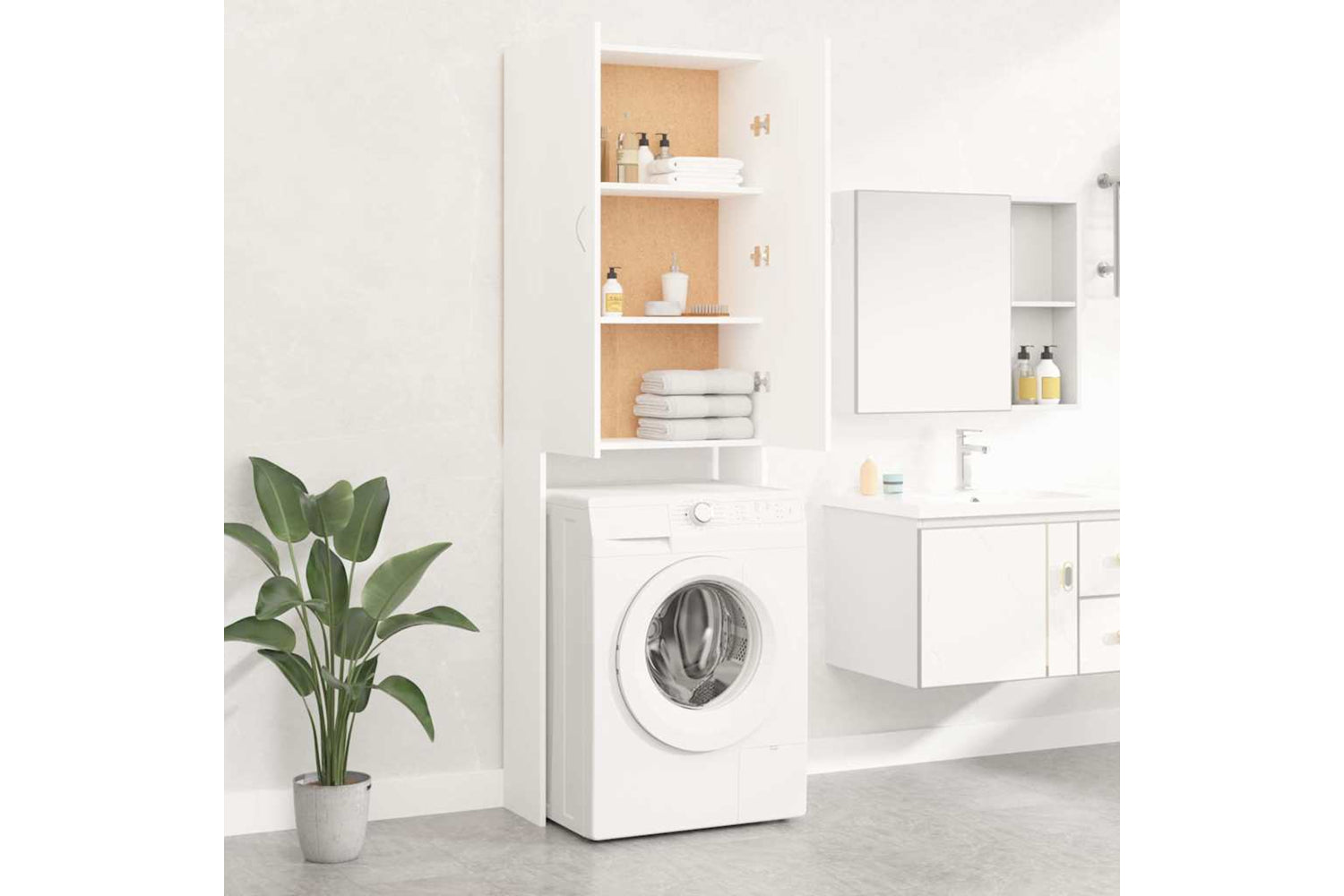 vidaXL Washing Machine Cabinet White 64x25.5x190cm-2