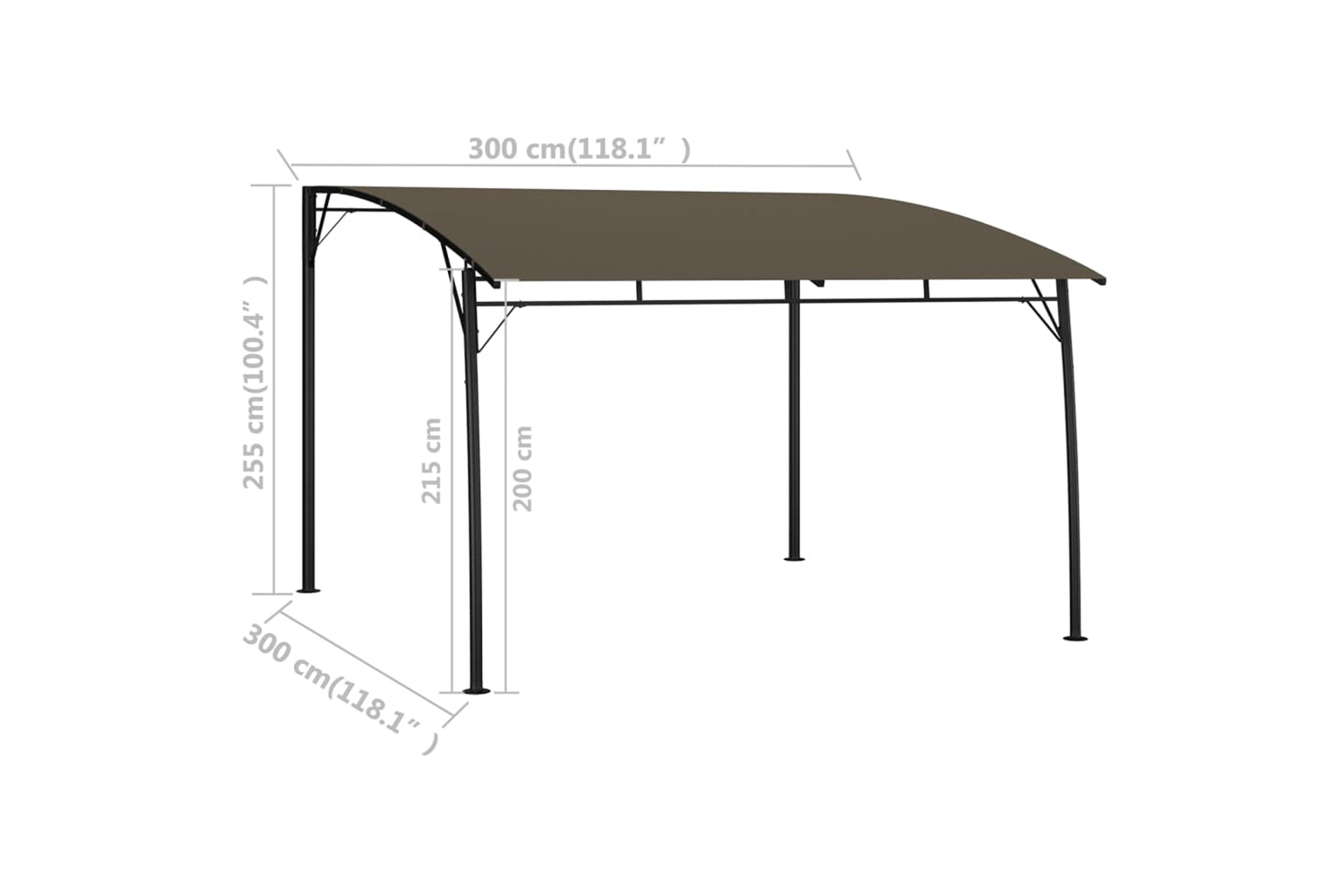 Vidaxl 312254 Garden Sunshade Awning 3x3x2.55 M Taupe-6