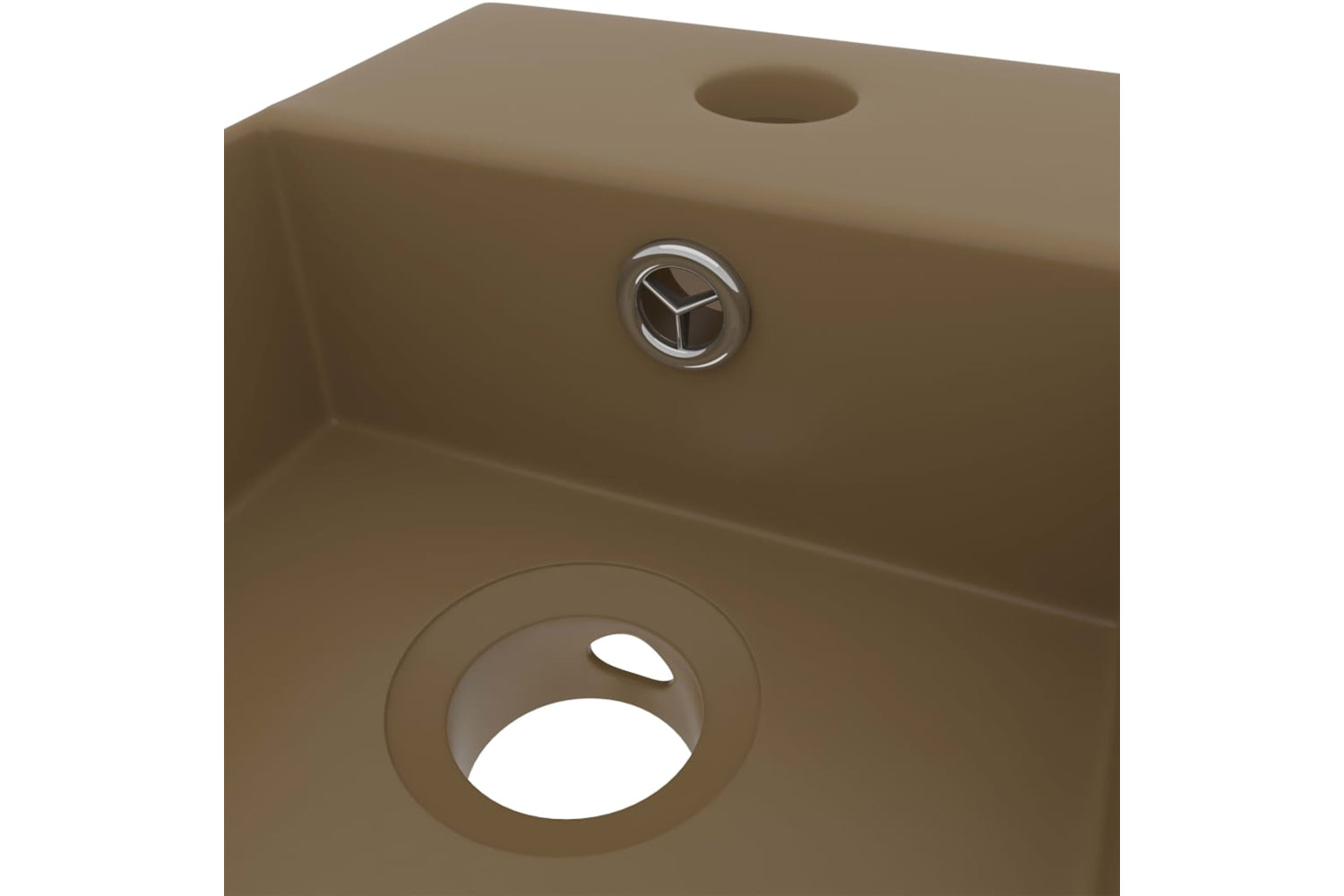 Vidaxl 146996 Bathroom Sink With Overflow Ceramic Matt Cream-4