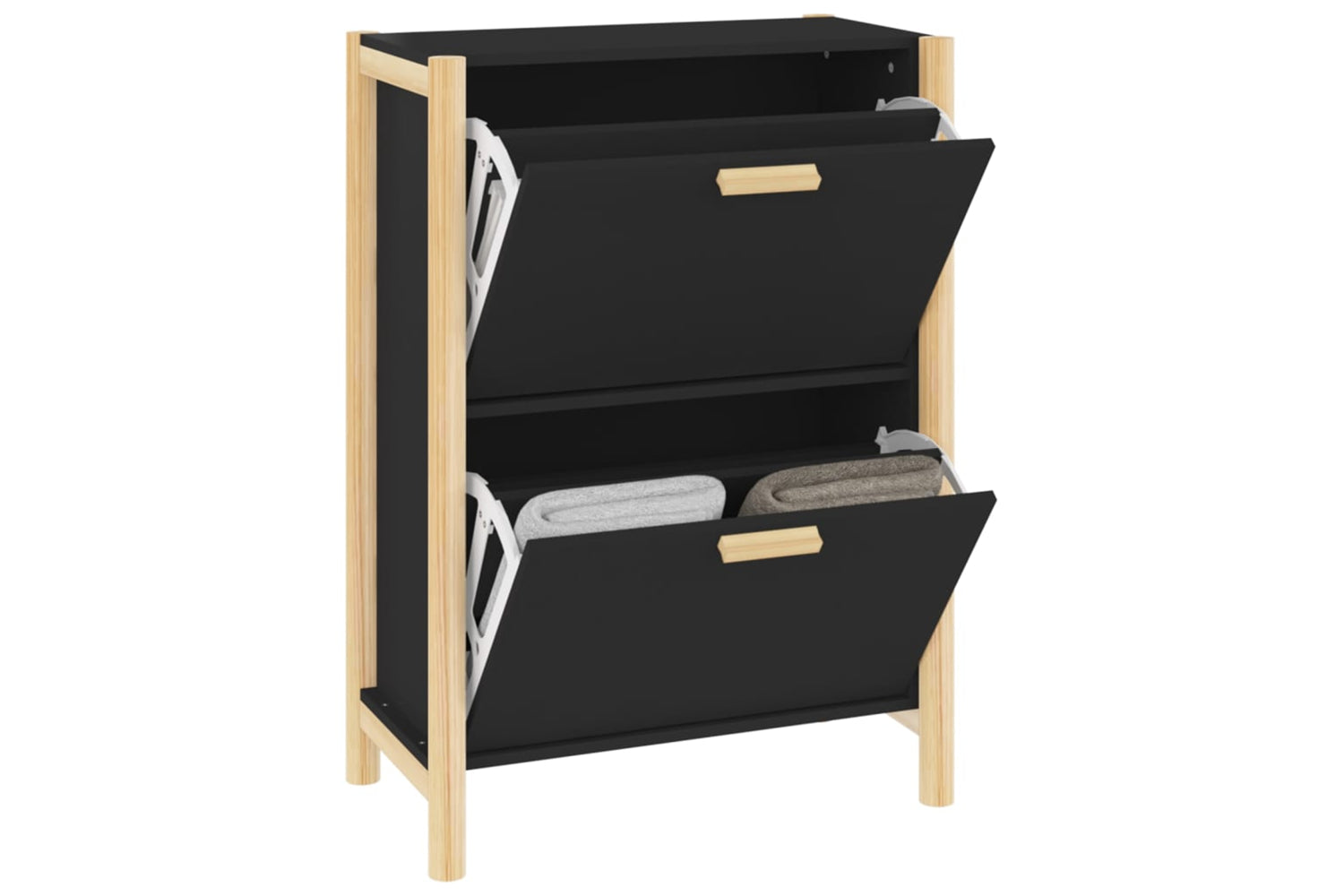 vidaXL 345685 Shoe Cabinet Black 57.5x33x80cm Engineered Wood-4