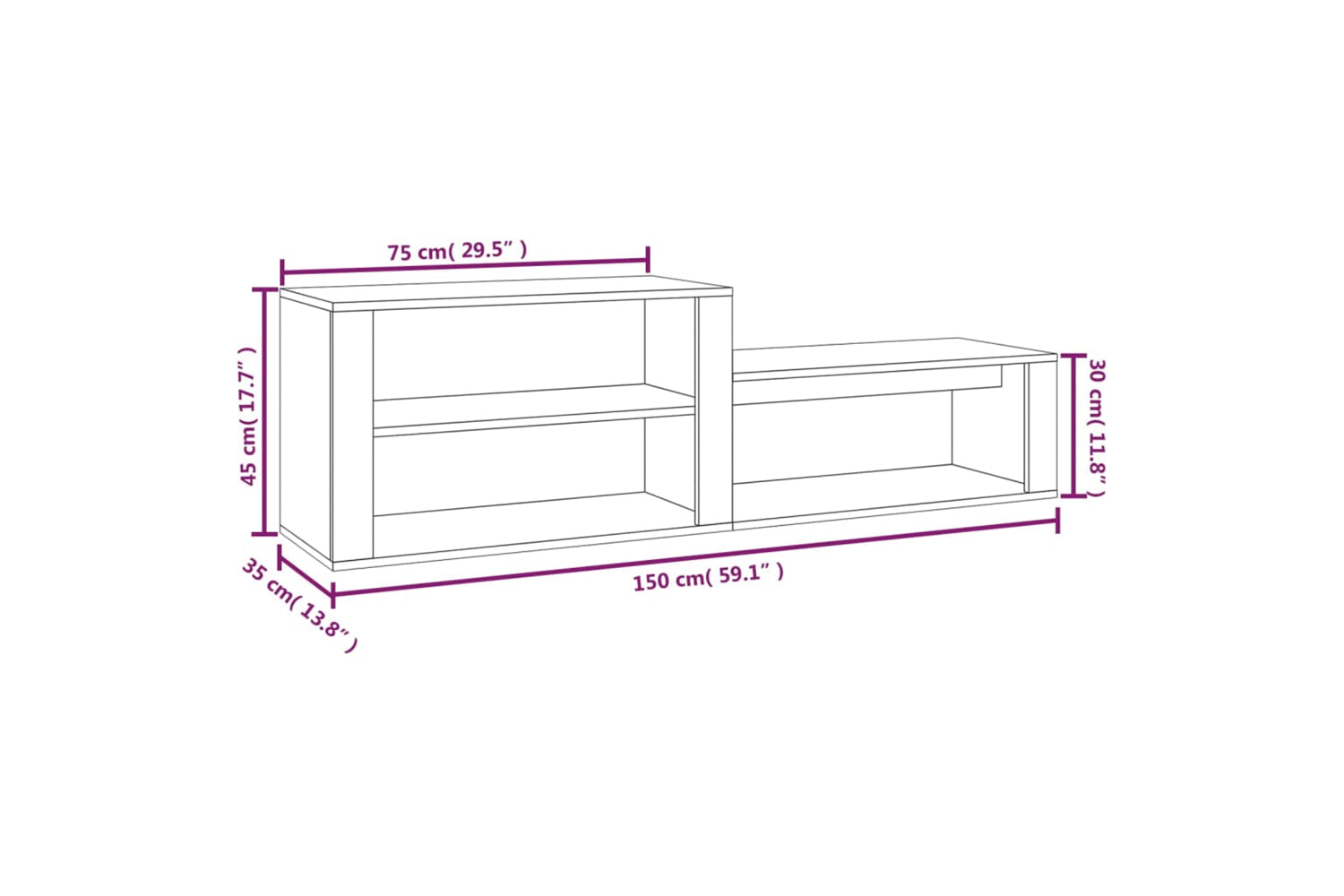vidaXL 816915 Shoe Cabinet Sonoma Oak 150x35x45cm Engineered Wood-8