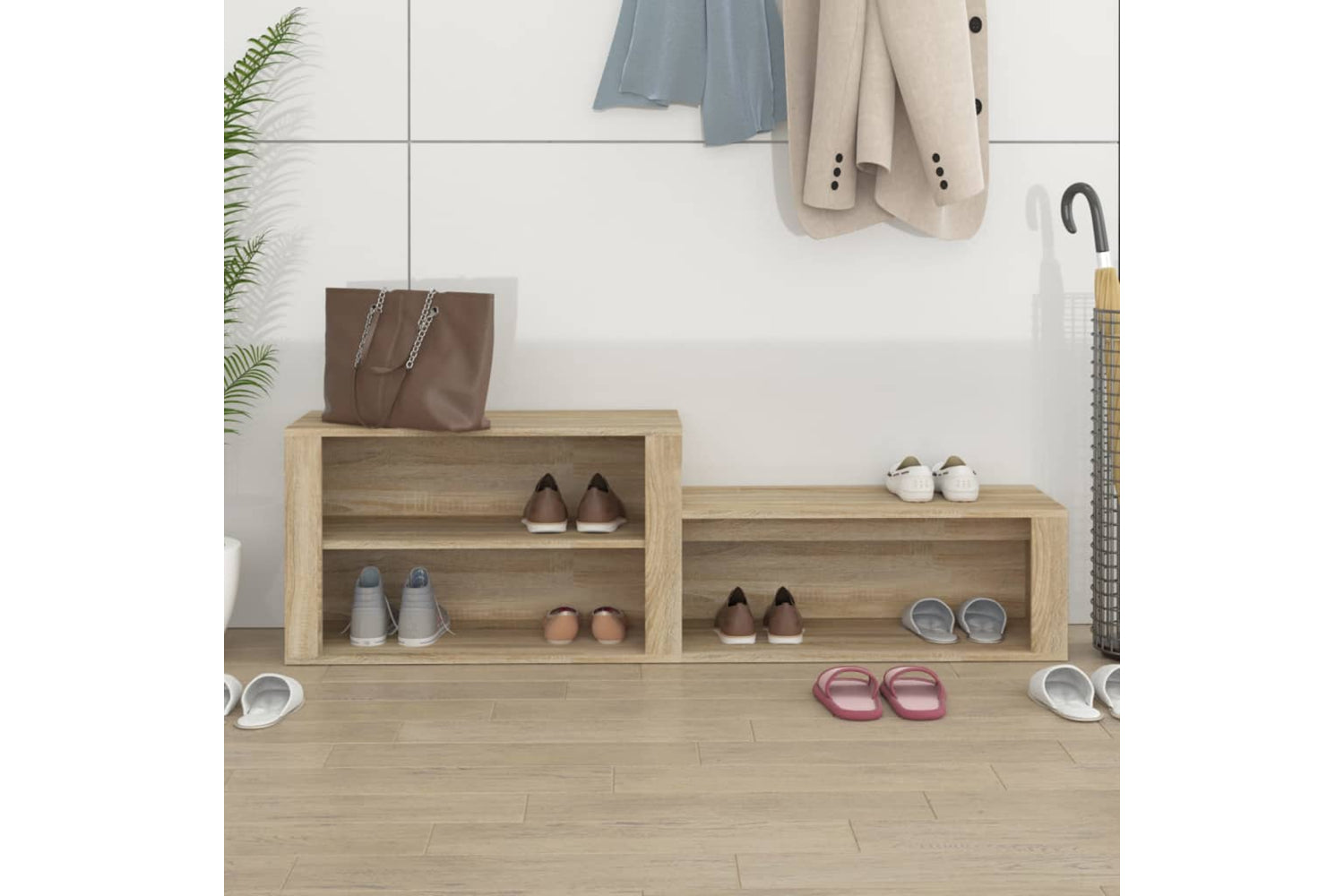 vidaXL 816915 Shoe Cabinet Sonoma Oak 150x35x45cm Engineered Wood-2