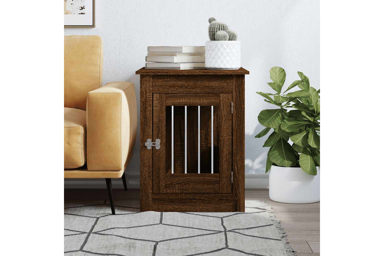 vidaXL 838329 Dog Crate Furniture Brown Oak 55x80x68cm Engineered Wood-2