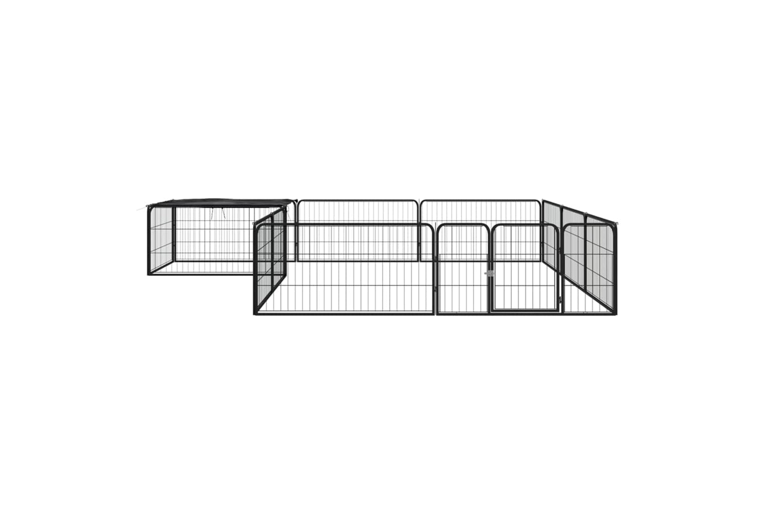 vidaXL 3115977 12-panel Dog Playpen Black 100x50cm Powder-coated Steel-2