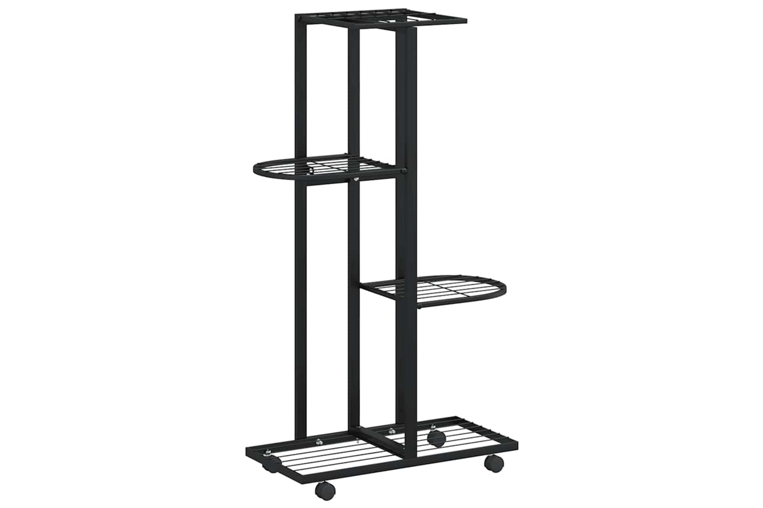vidaXL 343115 4-floor Flower Stand With Wheels 44x23x80cm Black Iron