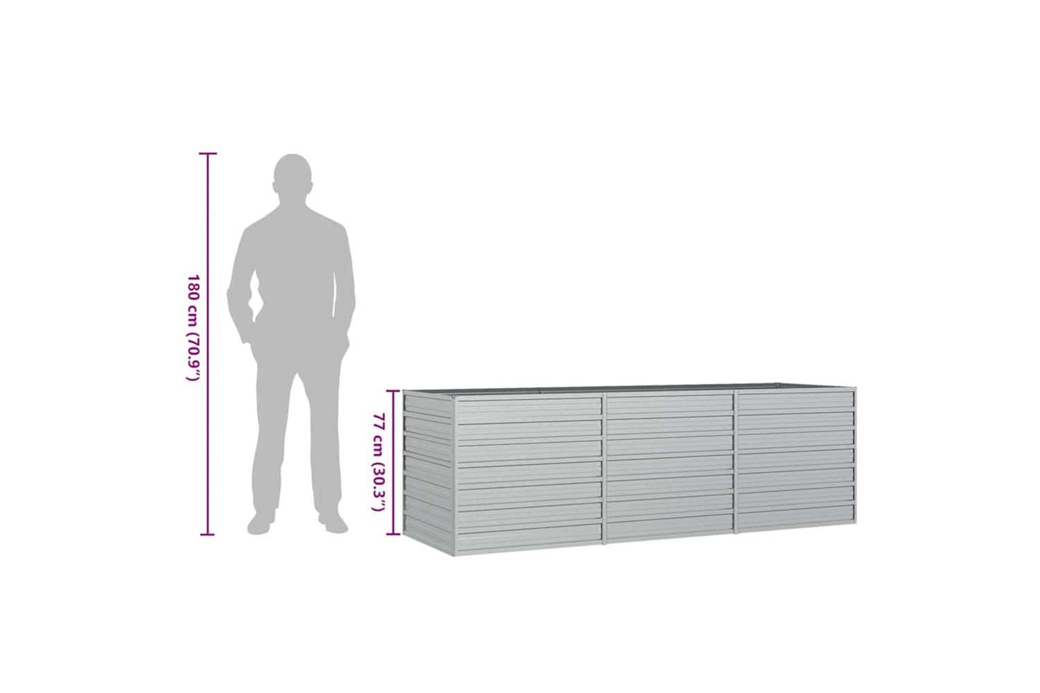 Vidaxl Garden Raised Bed 240x80x77 Cm Galvanized Steel Silver-7