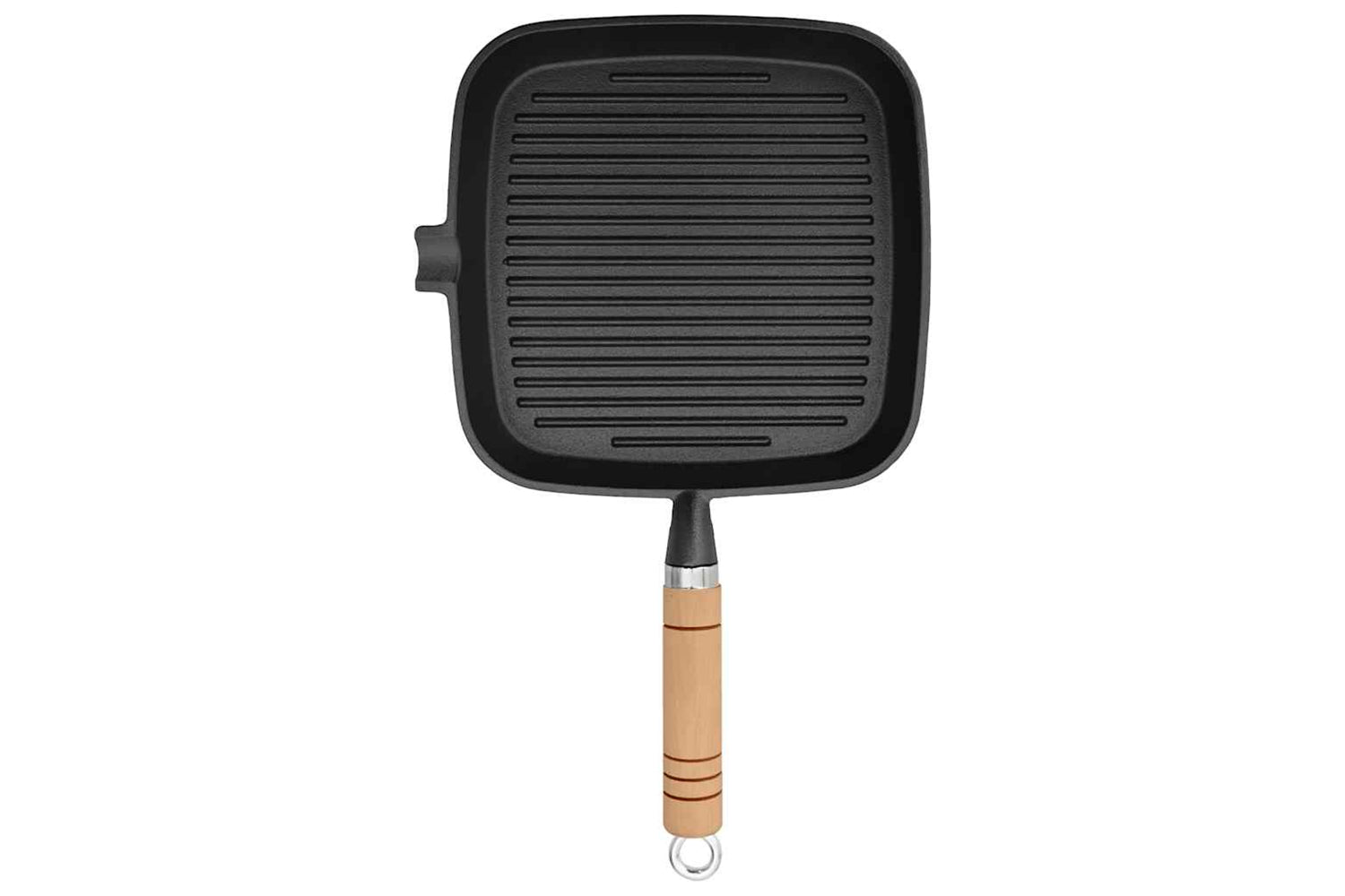 vidaXL 50125 Grill Pan With Wooden Handle Cast Iron 20x20cm-2