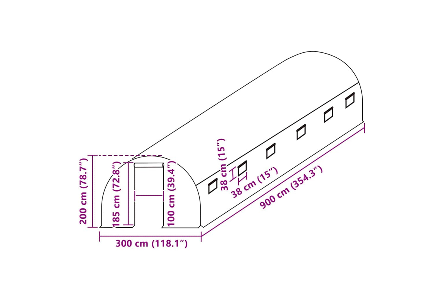 Vidaxl 316438 Greenhouse Replacement Cover (27 Mâ²) 3x9x2 M Transparent-5