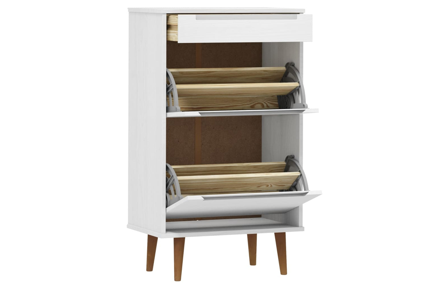 vidaXL 350526 Shoe Cabinet Molde White 59,5x35x103cm Solid Wood Pine-4