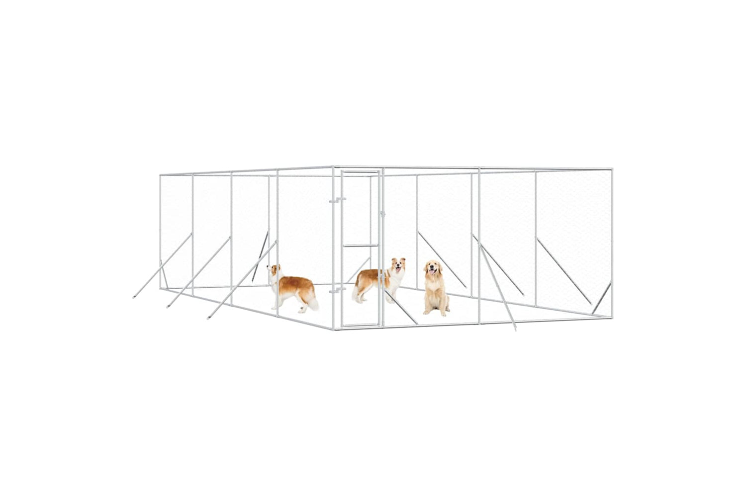 Vidaxl 3190456 Outdoor Dog Kennel Silver 4x8x2 M Galvanised Steel-2