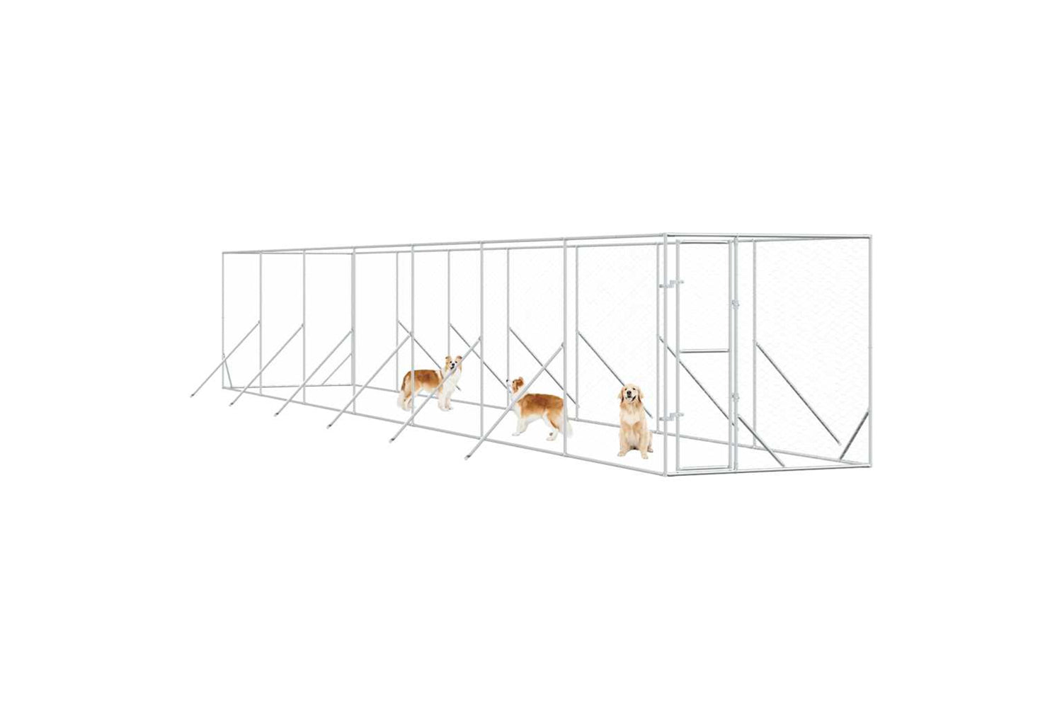 Vidaxl 3190454 Outdoor Dog Kennel Silver 2x14x2 M Galvanised Steel-2