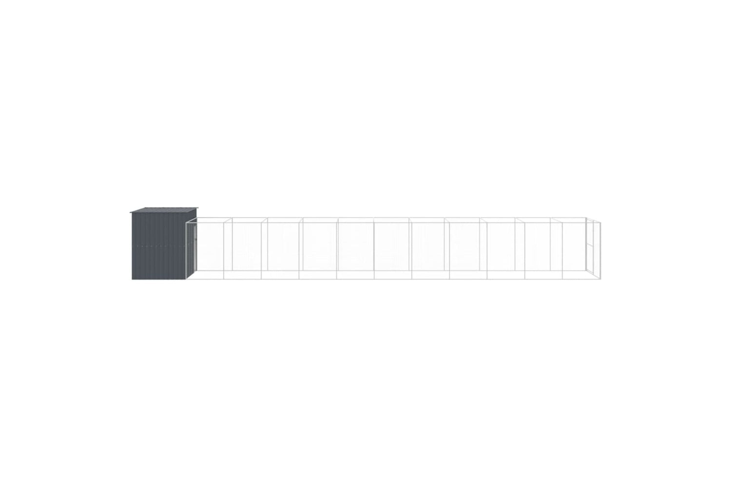vidaXL 3189124 Dog House With Run Anthracite 214x1273x181cm Galvanised Steel-3