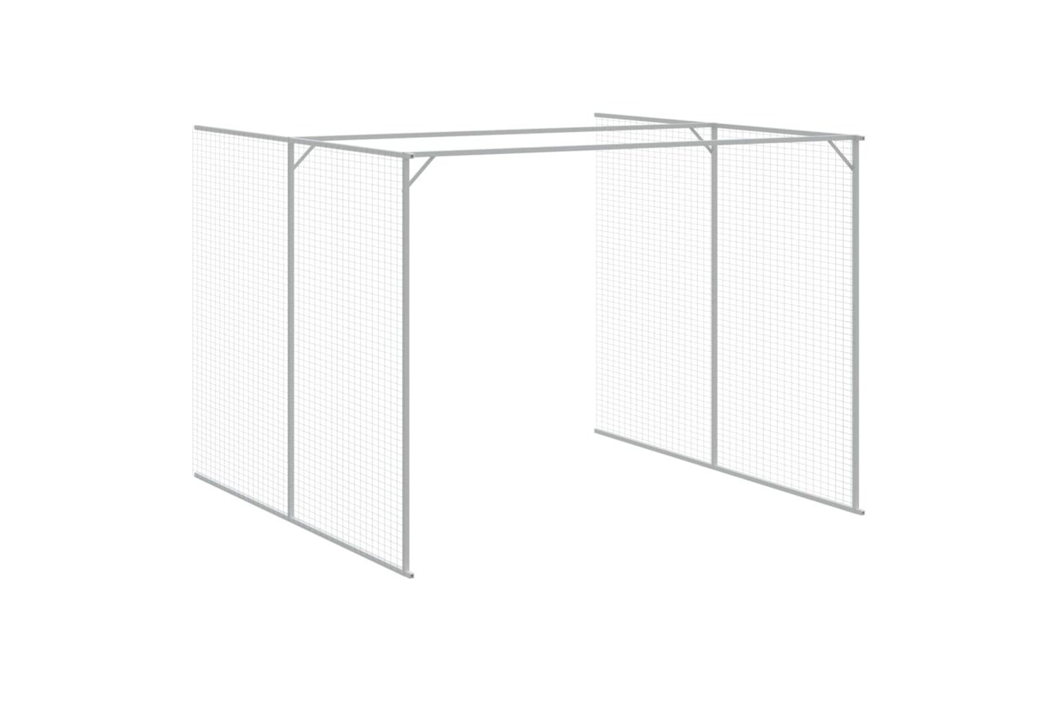 vidaXL 3189128 Dog House With Run Light Grey 214x865x181cm Galvanised Steel-6