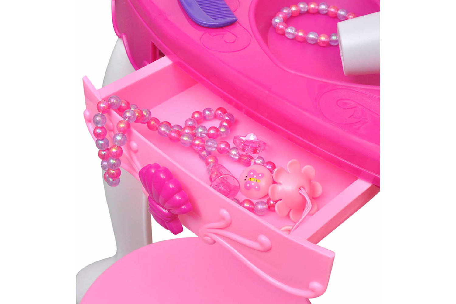 Vidaxl 3-mirror Kids' Playroom Standing Toy Vanity Table With Light/sound-3
