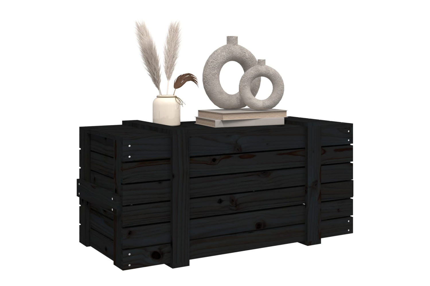 vidaXL 825002 Storage Box Black 91x40.5x42cm Solid Wood Pine-4