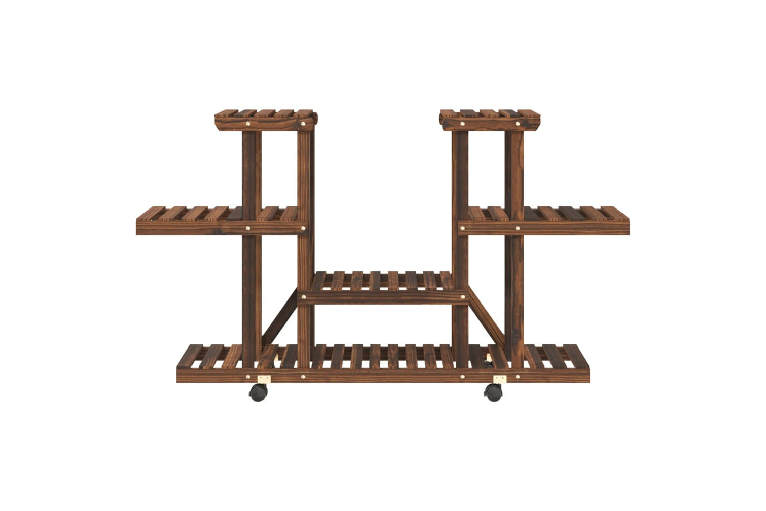 vidaXL 362855 Flower Stand With Wheels 110x25x78cm Solid Wood Fir-4
