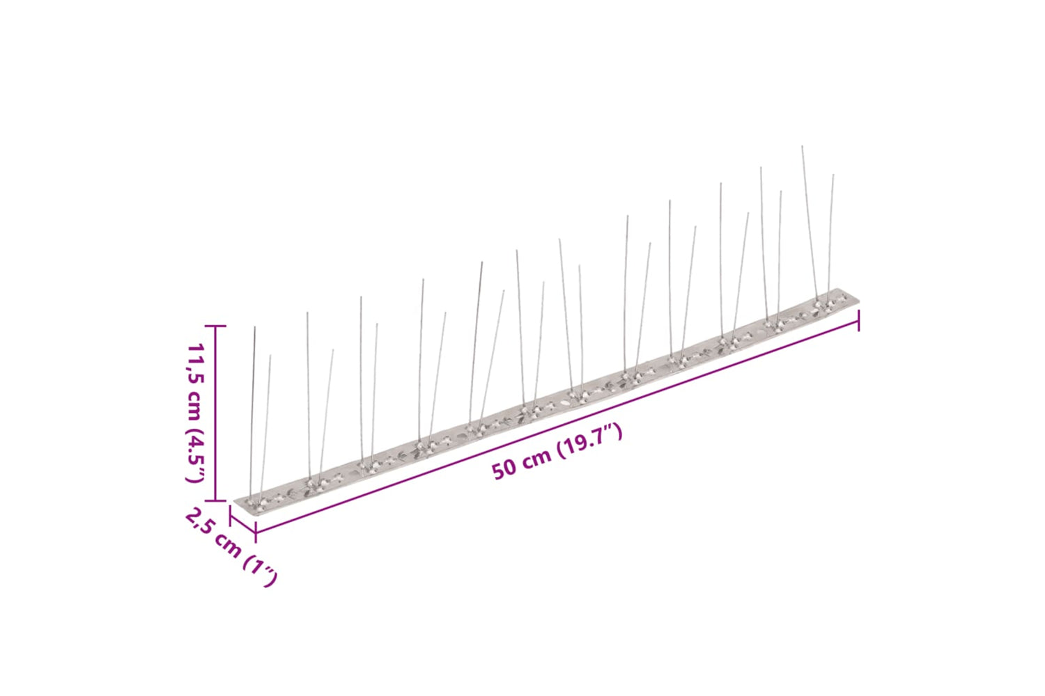Vidaxl 170234 2-row Stainless Steel Bird & Pigeon Spikes Set Of 6 3 M-7