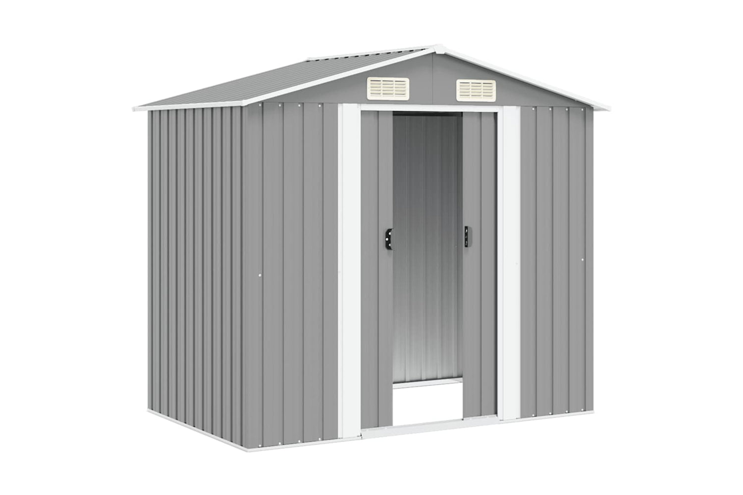 vidaXL 42983 Garden Storage Shed Grey Metal 204x132x186cm-4