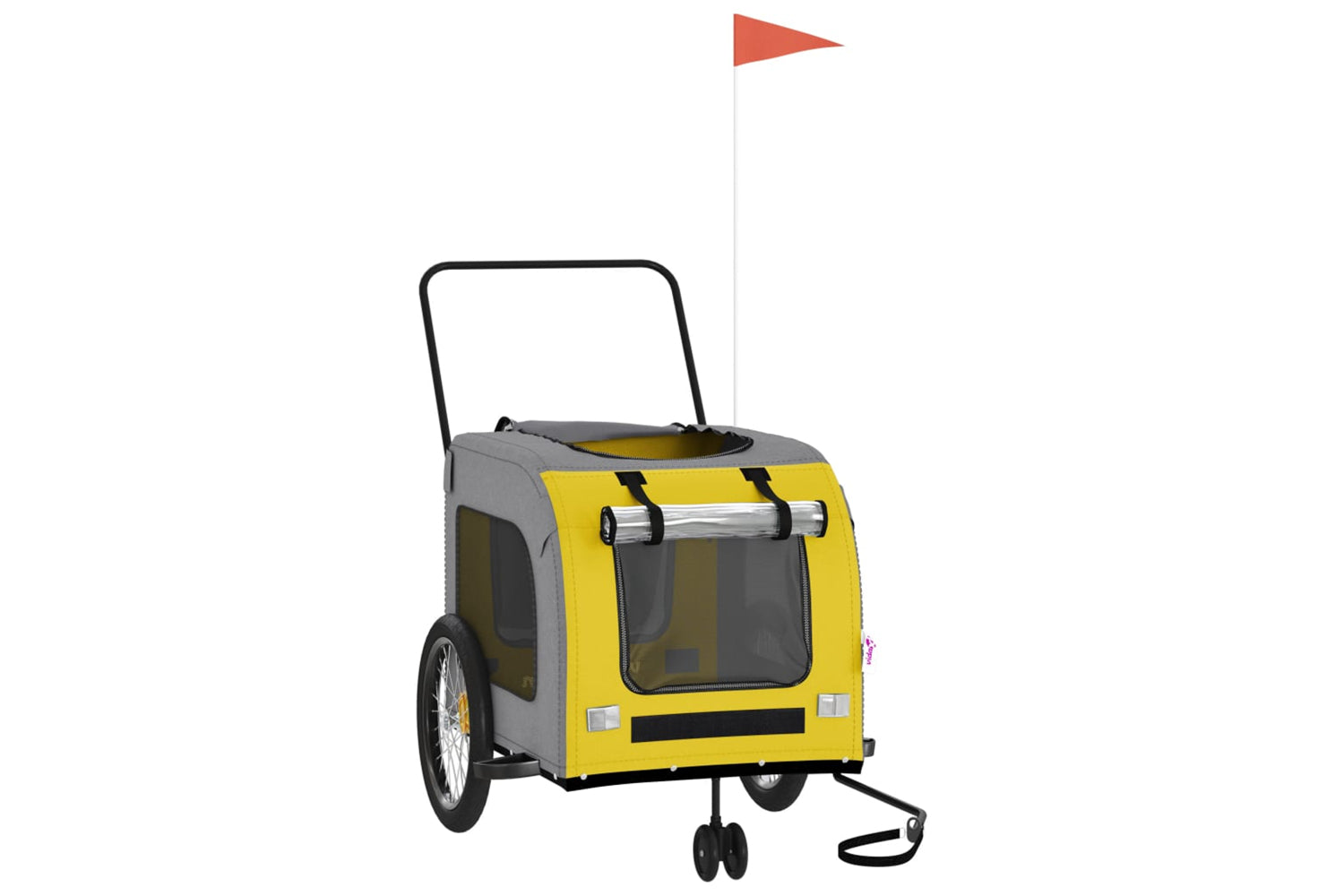 Vidaxl 93861 Pet Bike Trailer Yellow And Grey Oxford Fabric And Iron-2