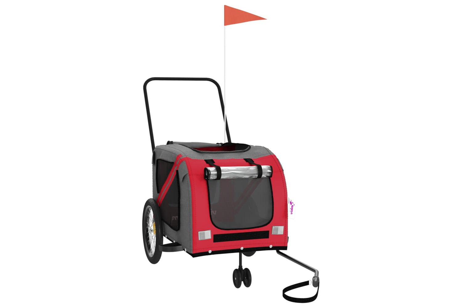 Vidaxl 93901 Pet Bike Trailer Red And Grey Oxford Fabric And Iron-2