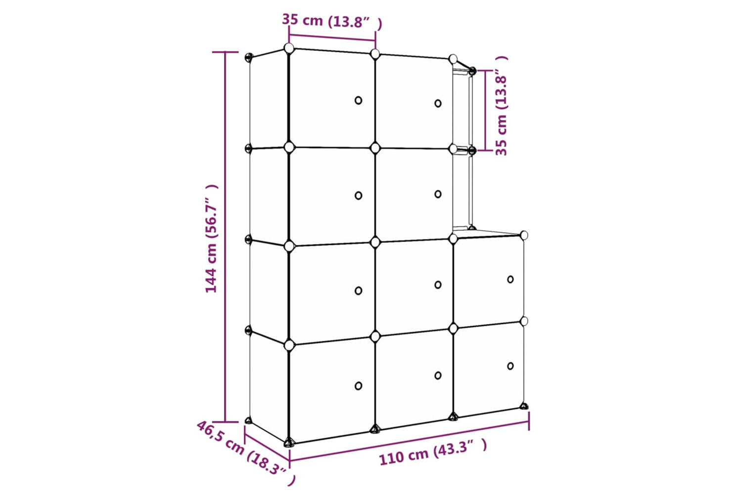 Vidaxl 340582 Cube Storage Cabinet For Kids With 10 Cubes Black Pp-7