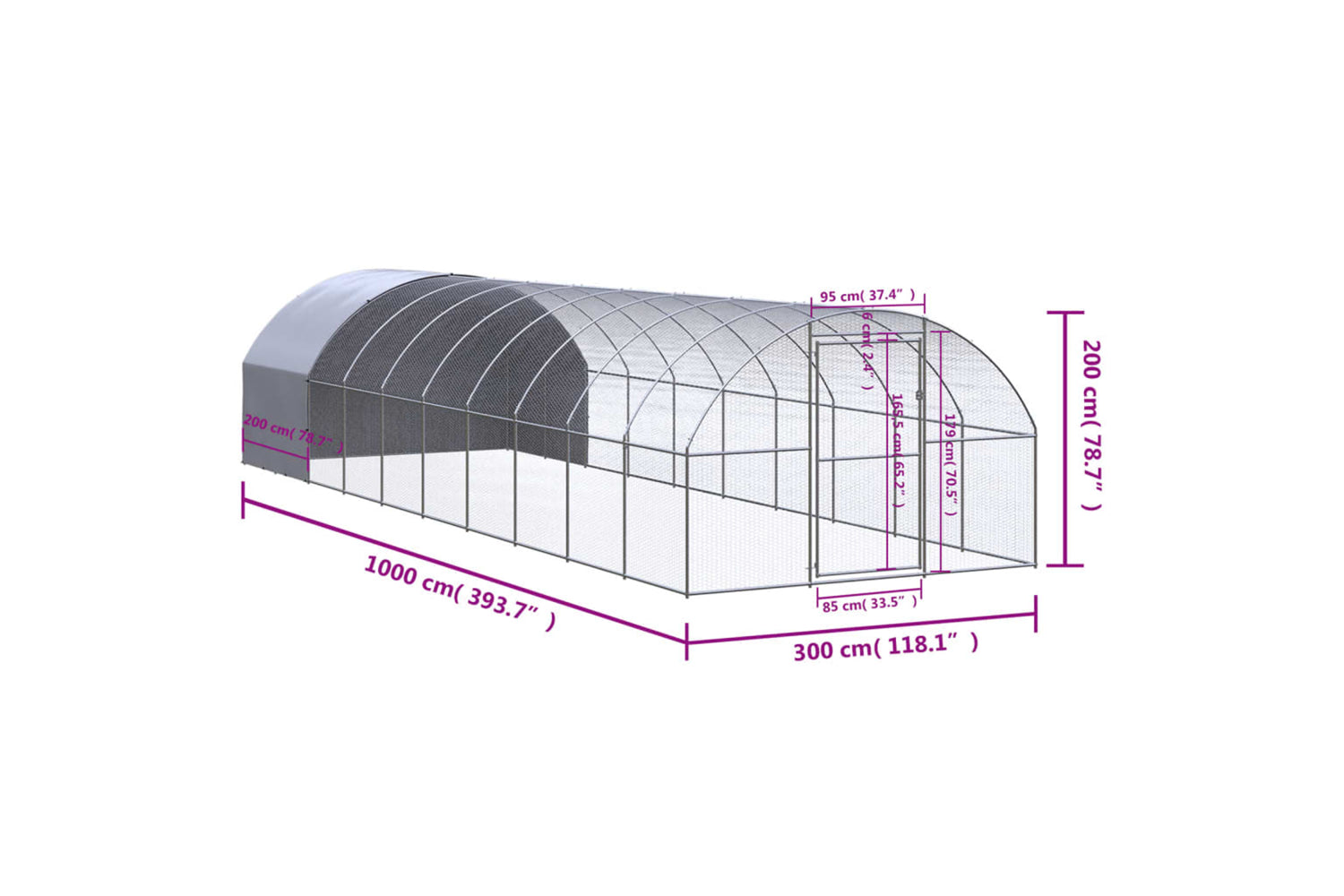 Vidaxl 3095476 Outdoor Chicken Coop 3x10x2 M Galvanised Steel-9