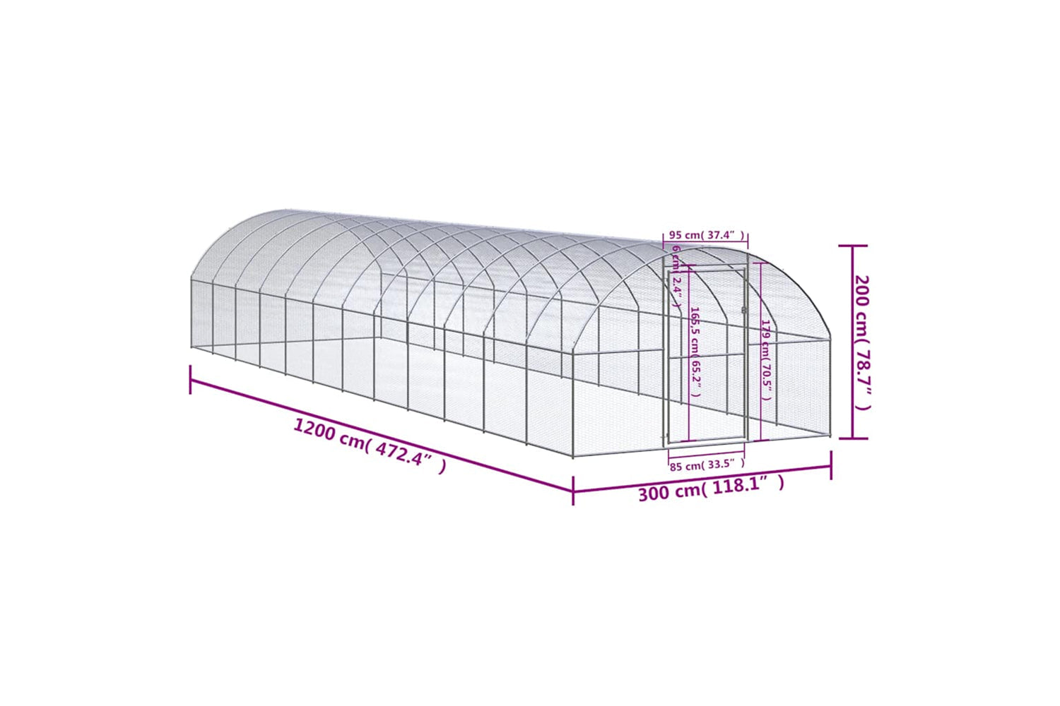 Vidaxl 3095468 Outdoor Chicken Coop 3x12x2 M Galvanised Steel-7