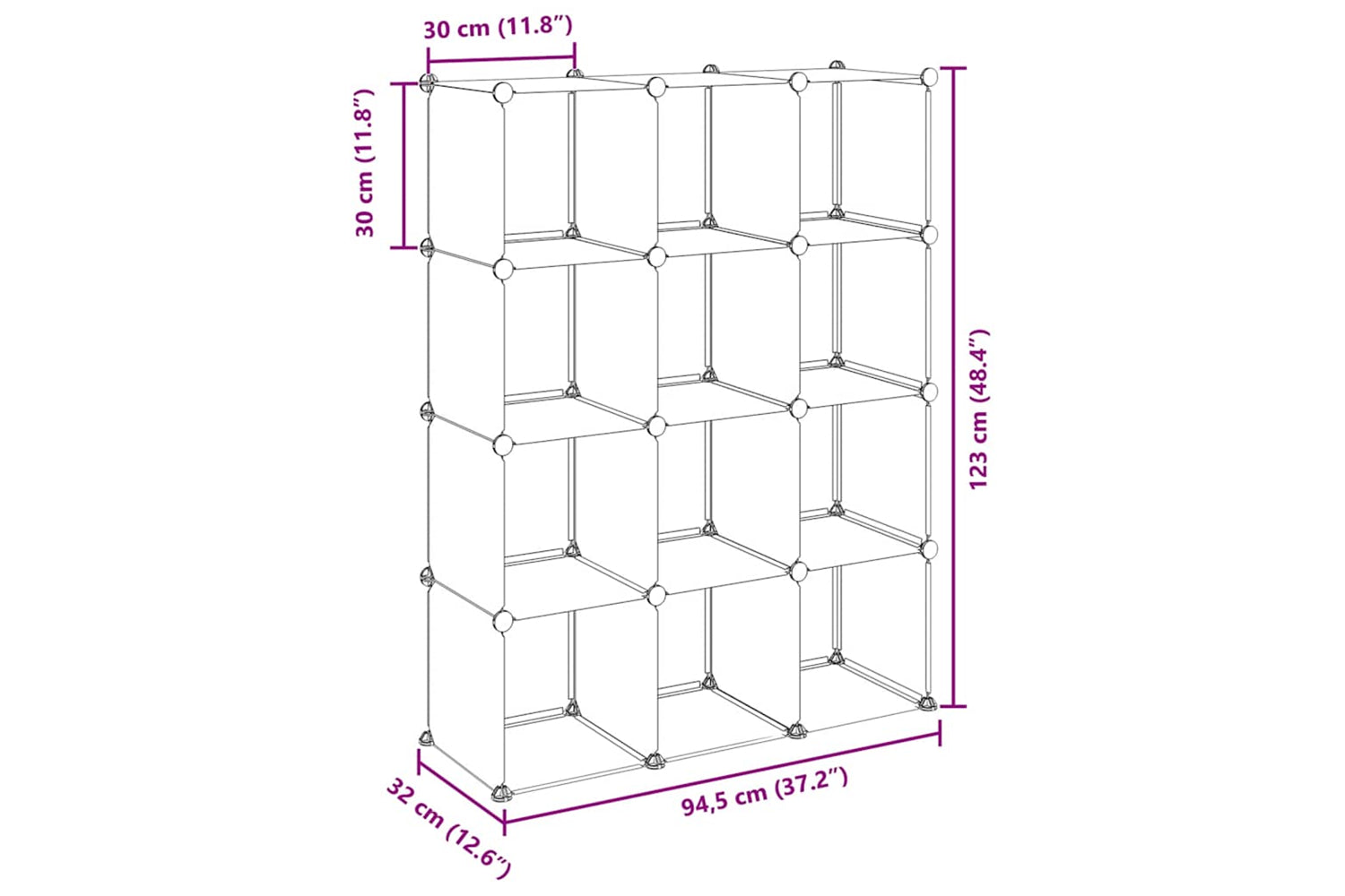 Vidaxl 340546 Storage Cube Organiser With 12 Cubes Black Pp-8