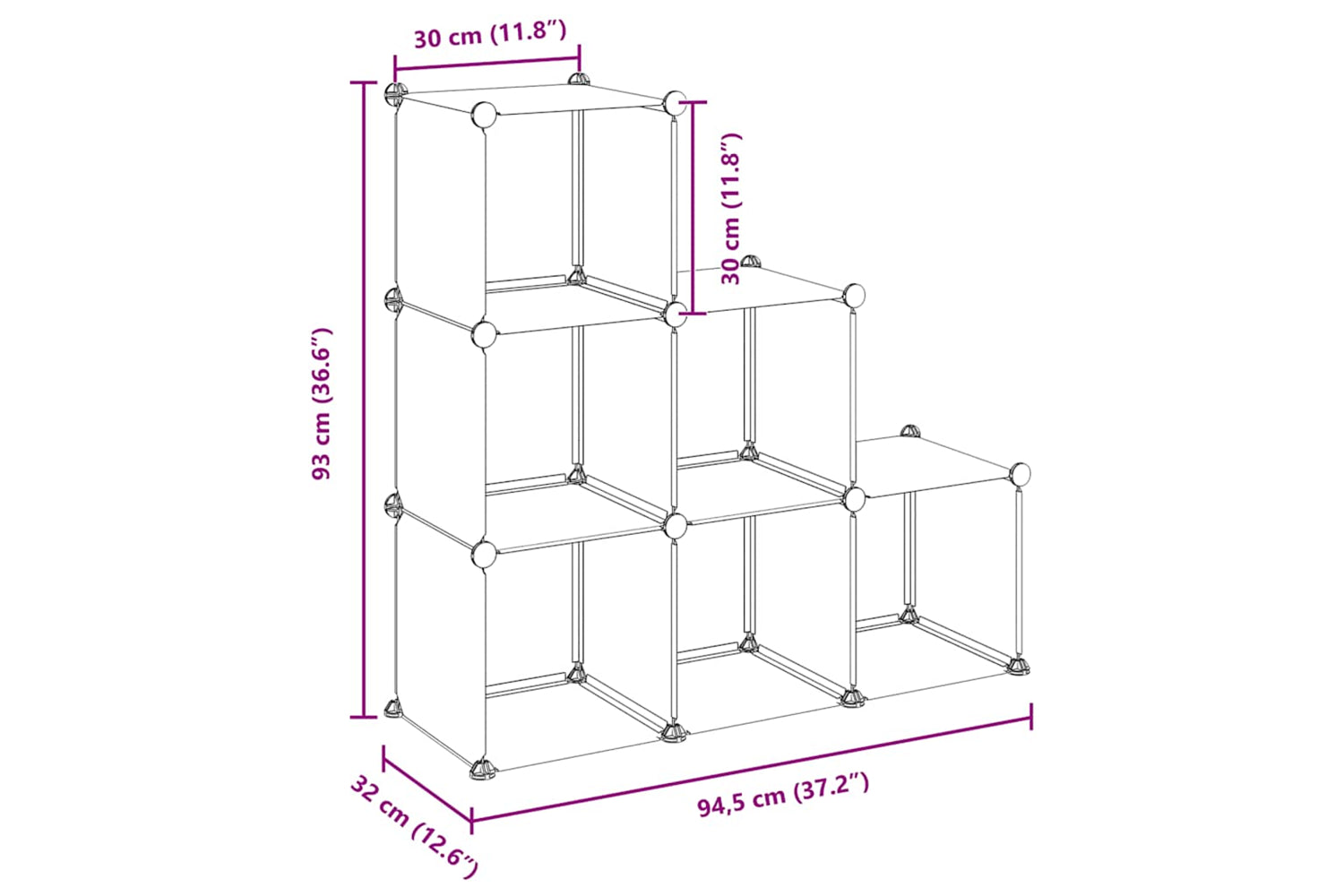 Vidaxl 340548 Storage Cube Organiser With 6 Cubes Black Pp-8