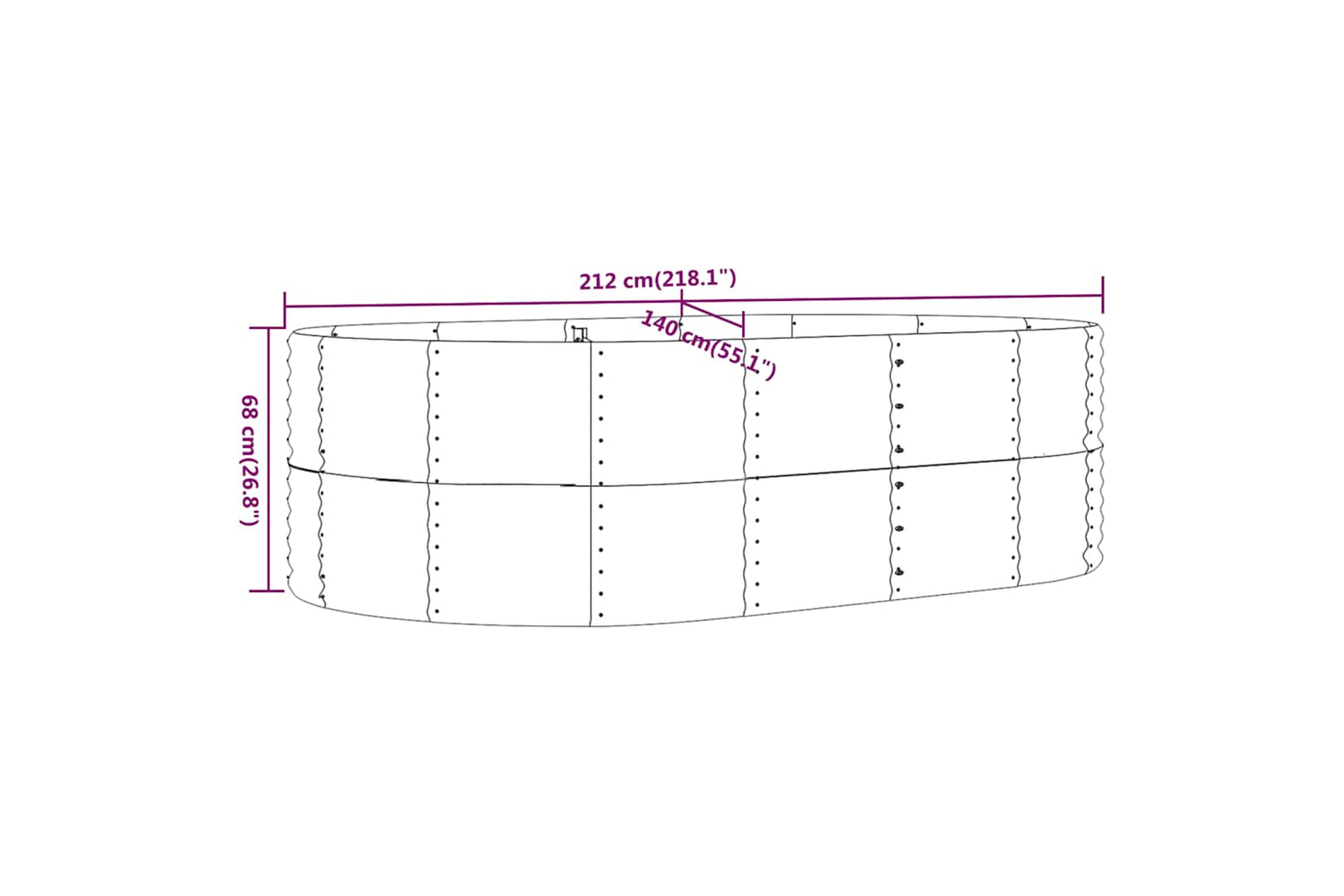 vidaXL 319096 Garden Raised Bed Anthracite 212x140x68cm Powder-coated Steel-5