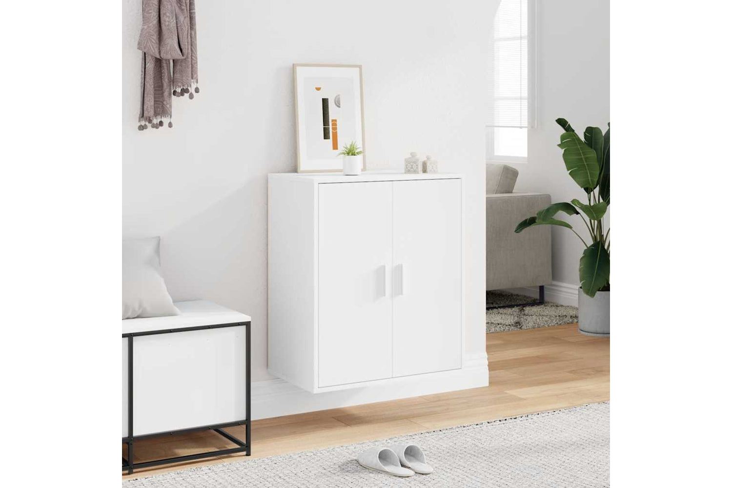 vidaXL 808918 Shoe Cabinet White 60x35x70cm Engineered Wood-2