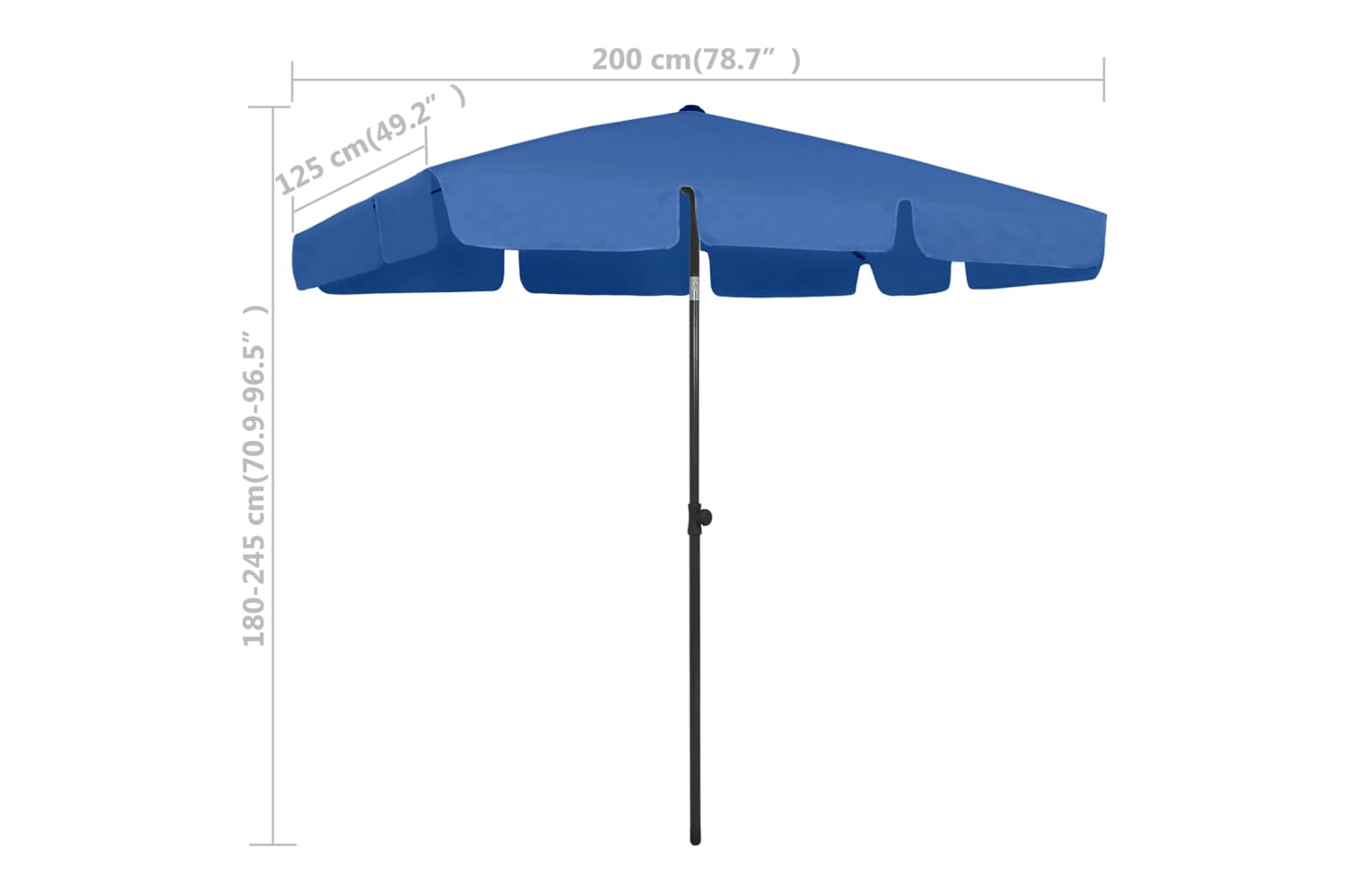 vidaXL 314734 Beach Umbrella Azure Blue 200x125cm-8