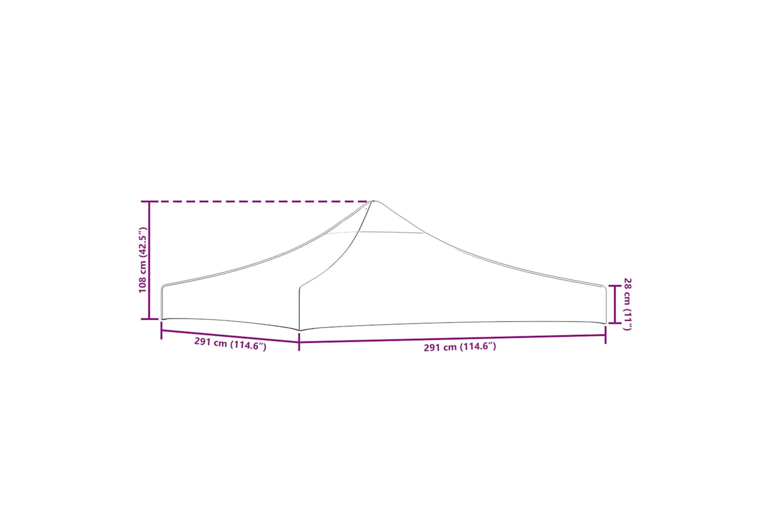 Vidaxl Party Tent Roof 3x3 M Burgundy 270 G/m2-5