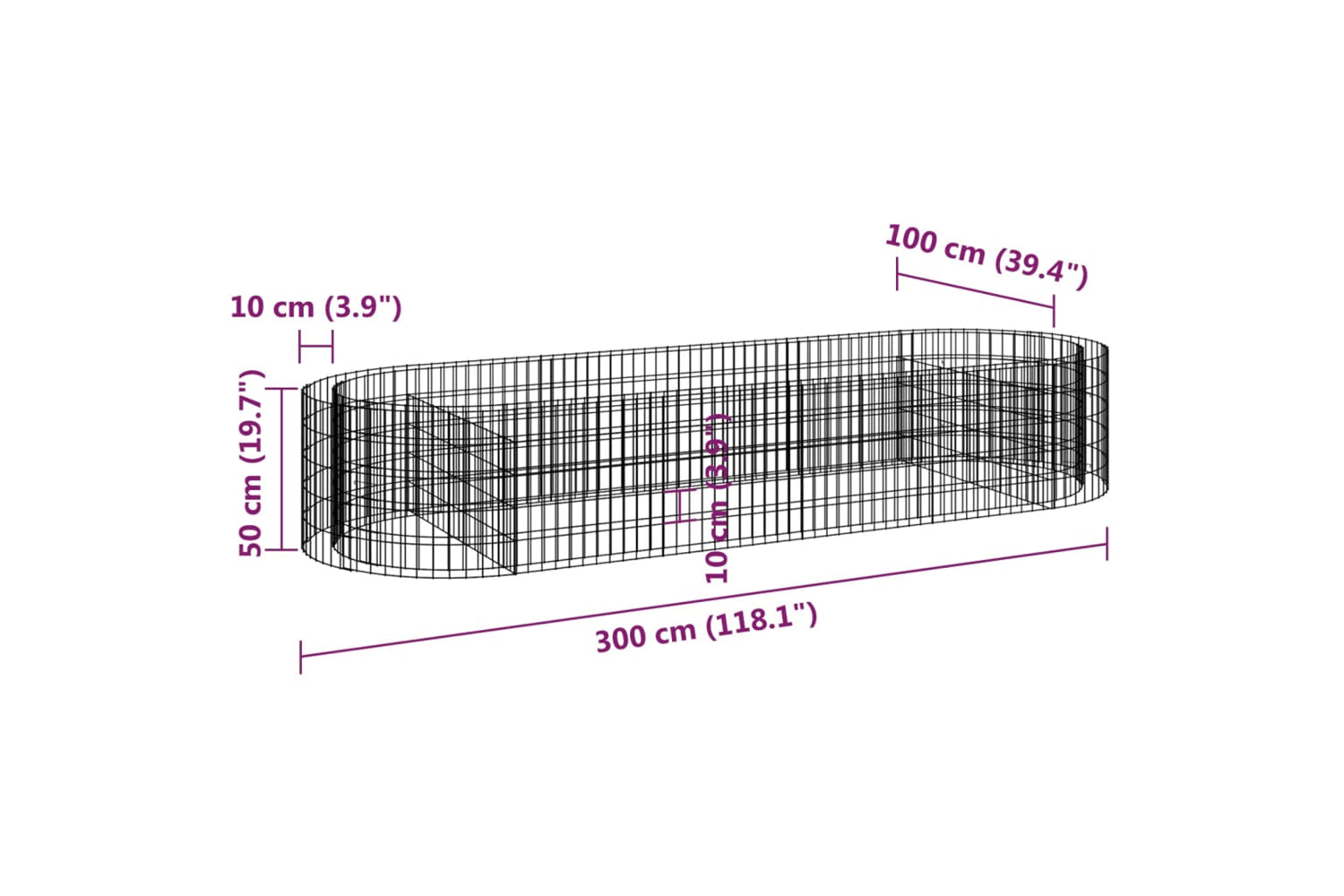 vidaXL 152041 Gabion Raised Bed Galvanised Iron 300x100x50cm-7
