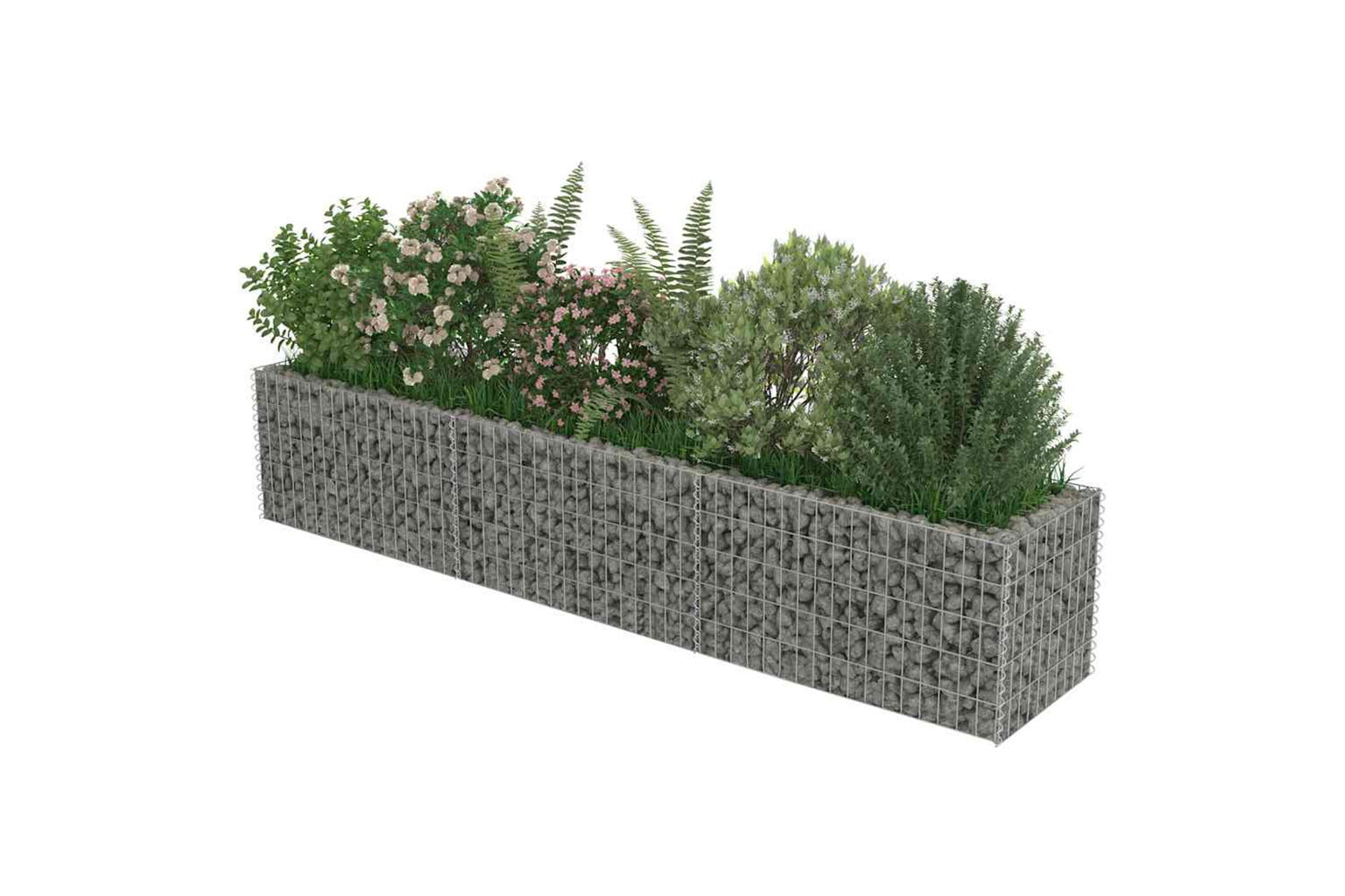 vidaXL 143563 Gabion Raised Bed Galvanised Steel 270x50x50cm-3