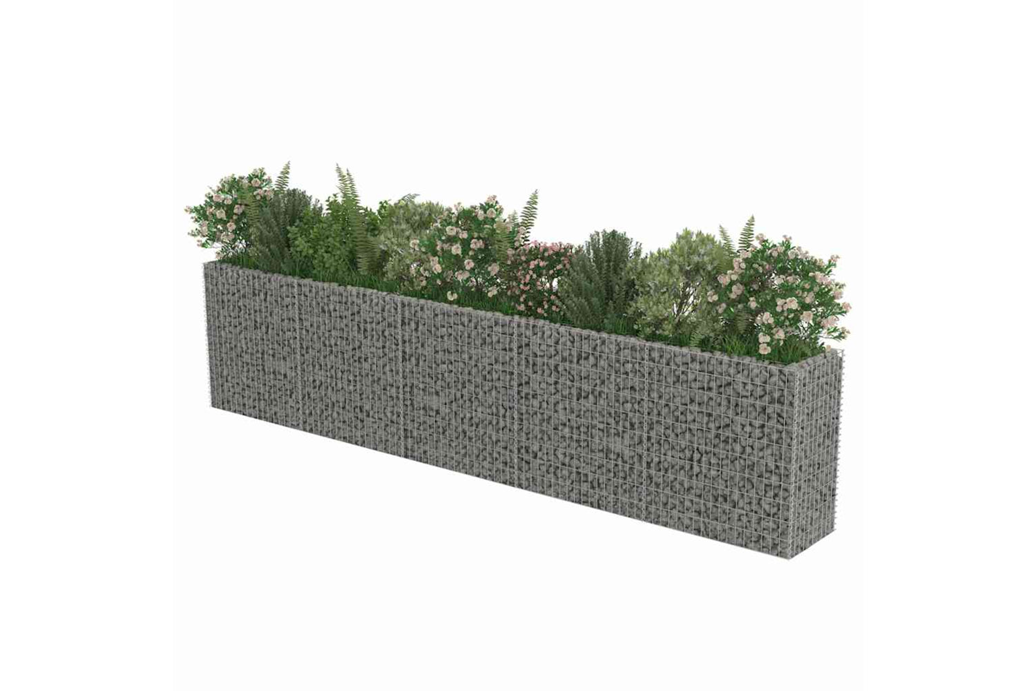 vidaXL 143564 Gabion Raised Bed Galvanised Steel 450x50x100cm-3