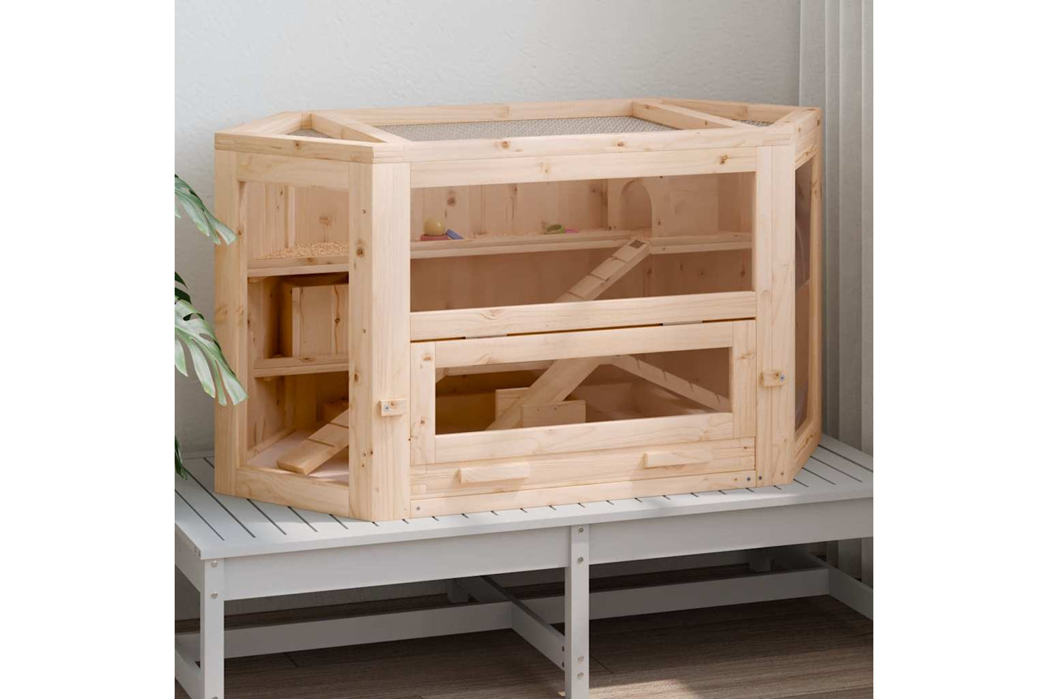 vidaXL 172379 Hamster Cage 80x40x43cm Solid Wood Fir-2