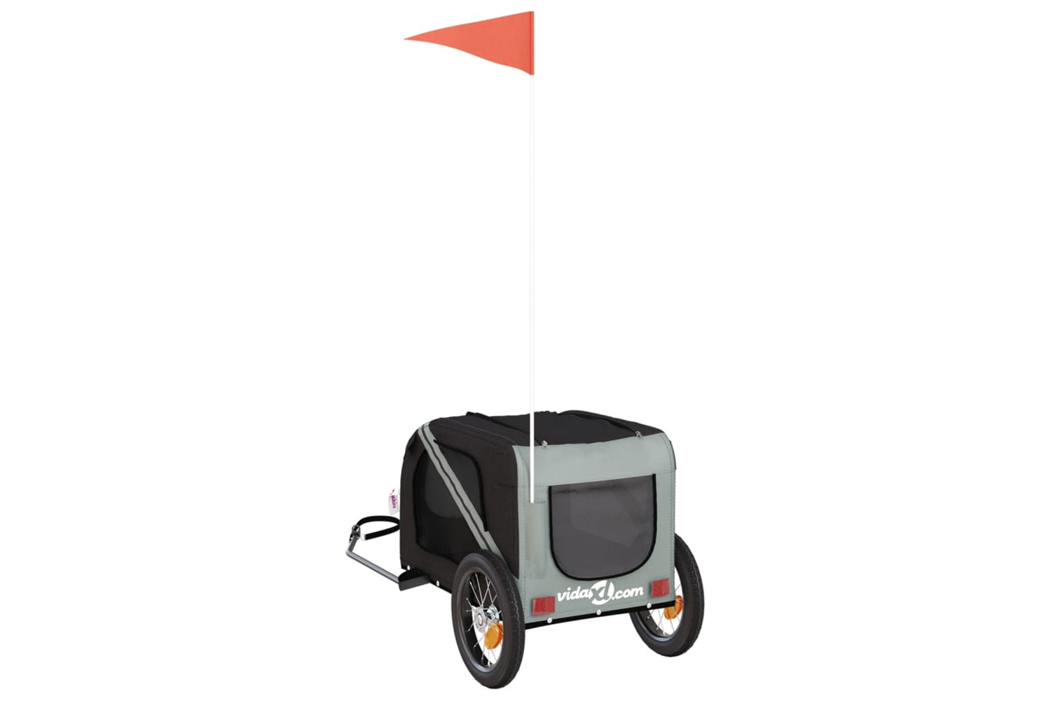Vidaxl 93867 Pet Bike Trailer Grey And Black Oxford Fabric And Iron-7