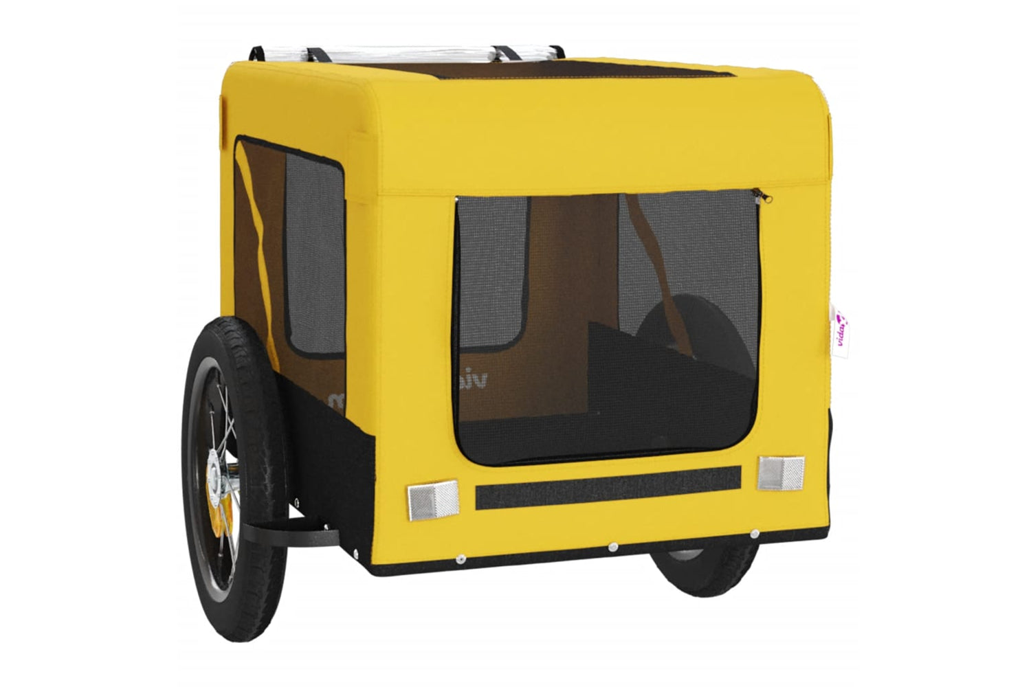 Vidaxl 93910 Pet Bike Trailer Yellow And Black Oxford Fabric&iron-5