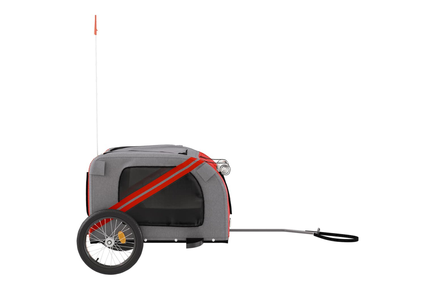 Vidaxl 93880 Pet Bike Trailer Red And Grey Oxford Fabric And Iron-5