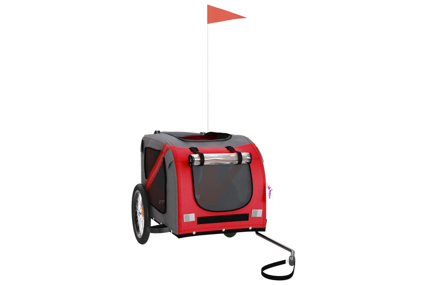 Vidaxl 93880 Pet Bike Trailer Red And Grey Oxford Fabric And Iron-2