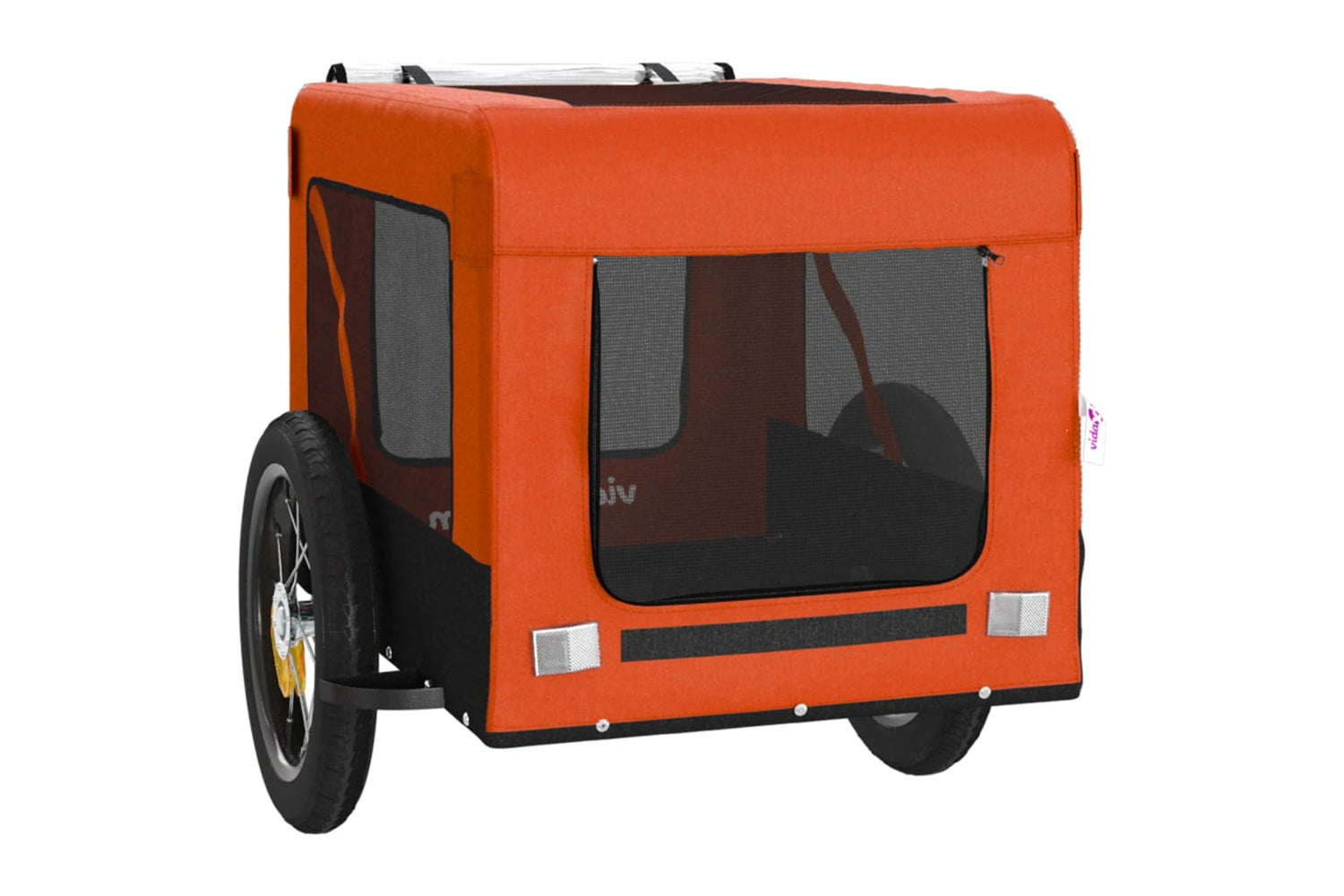 Vidaxl 93907 Pet Bike Trailer Orange And Black Oxford Fabric&iron-5