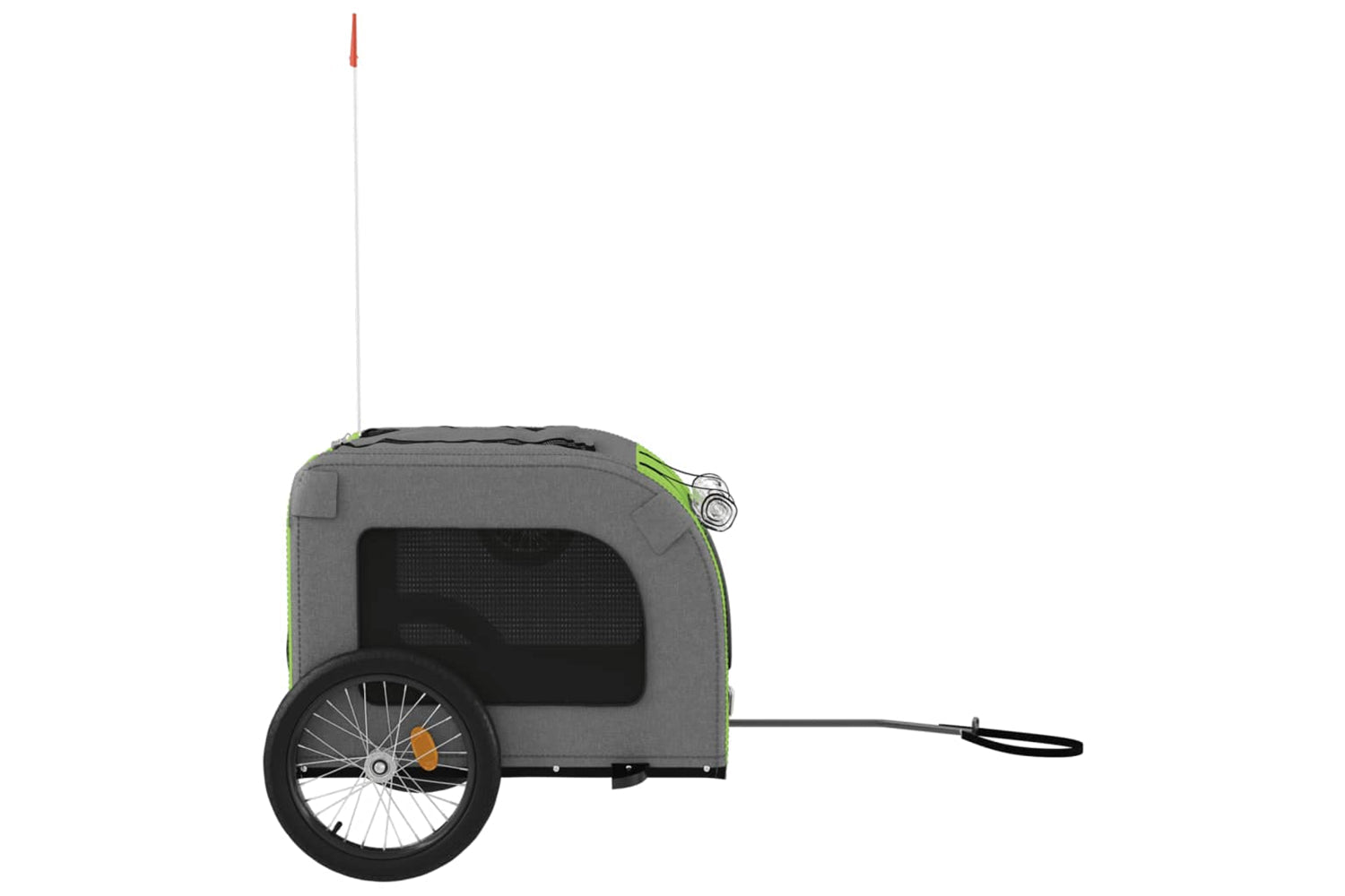 Vidaxl 93836 Pet Bike Trailer Green And Grey Oxford Fabric And Iron-5