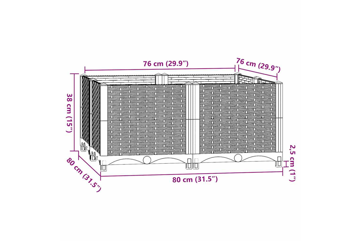 vidaXL Raised Bed 80x80x38cm Polypropylene-6