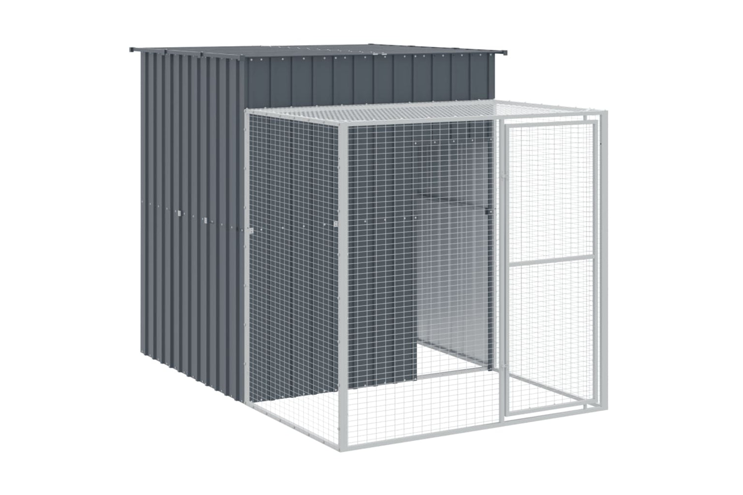 vidaXL 3189111 Chicken Cage With Run Anthracite 165x863x181cm Galvanised Steel-5