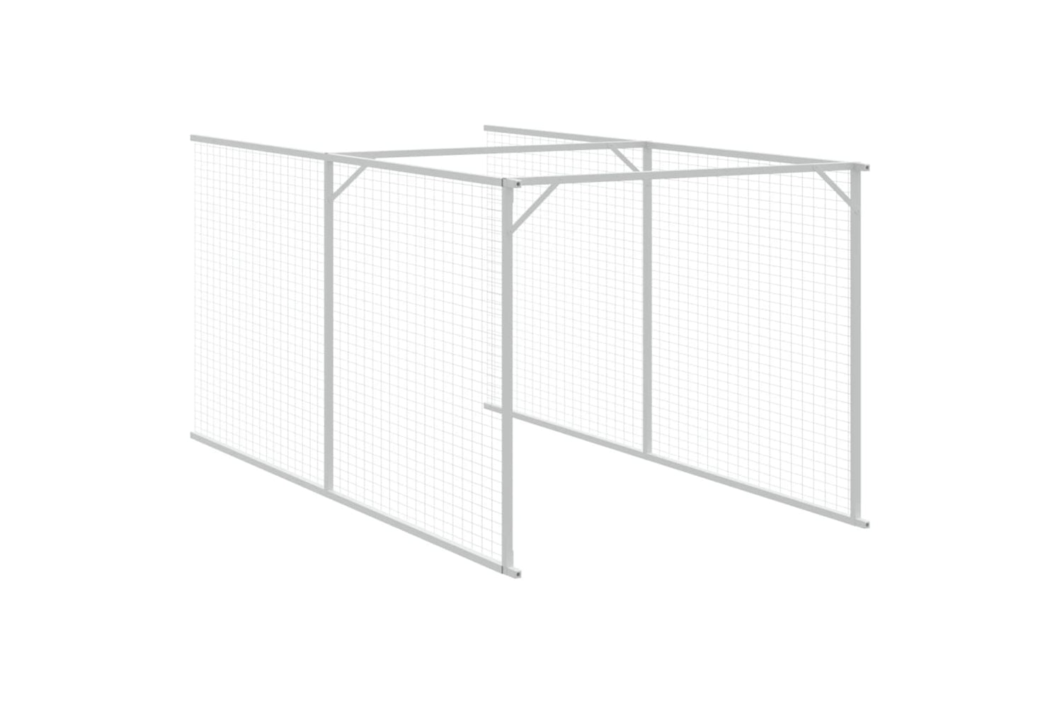 vidaXL 3189064 Dog House With Roof Light Grey 117x405x123cm Galvanised Steel-6