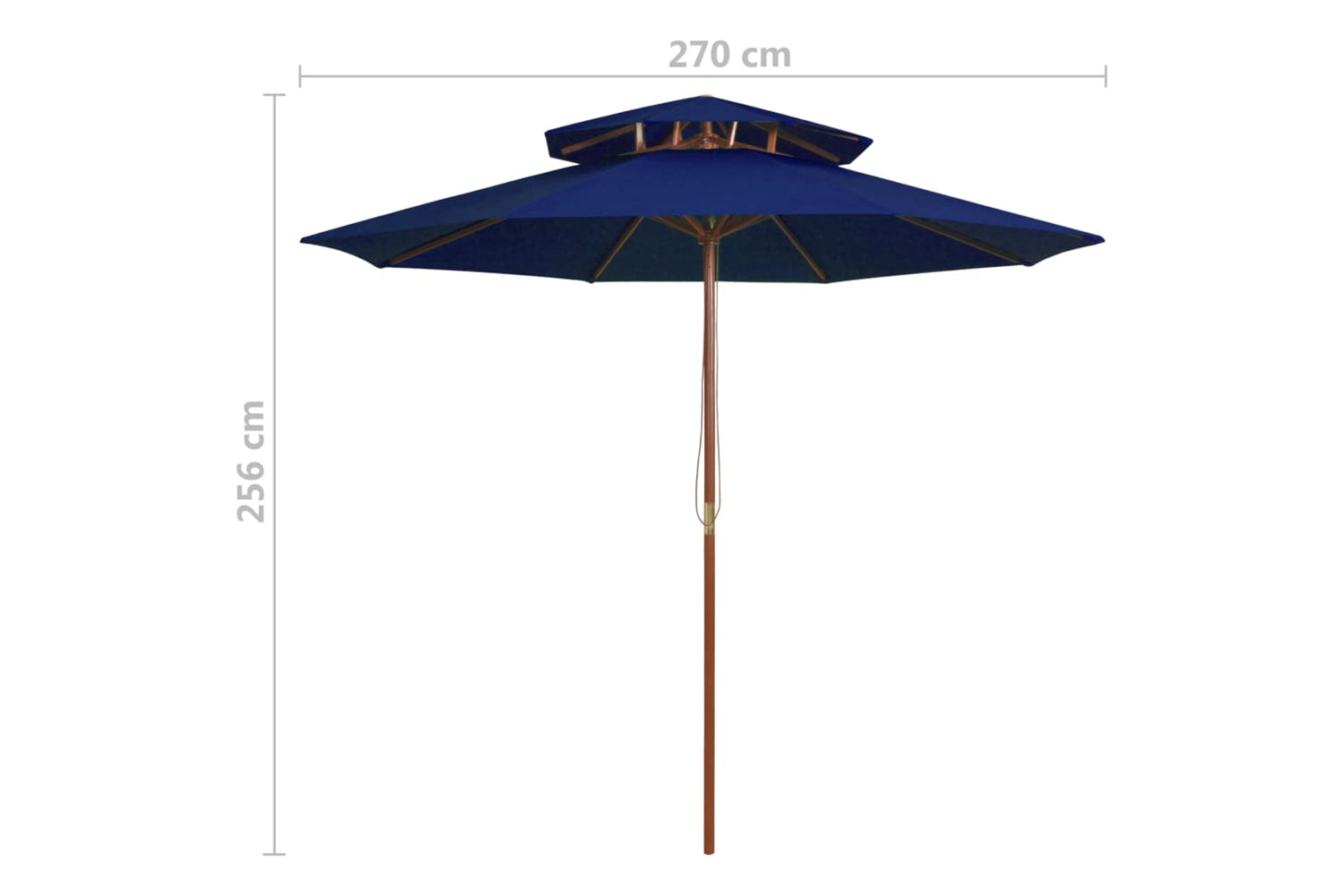 vidaXL 313767 Double Decker Parasol With Wooden Pole Blue 270cm-6