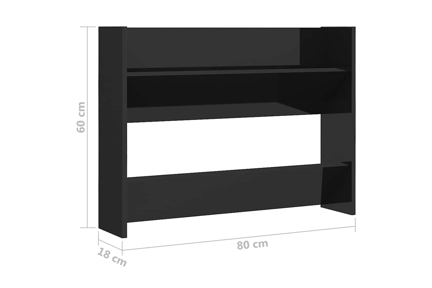 vidaXL 806756 Wall Shoe Cabinets 2 Pcs High Gloss Black 80x18x60cm Engineered Wood-7